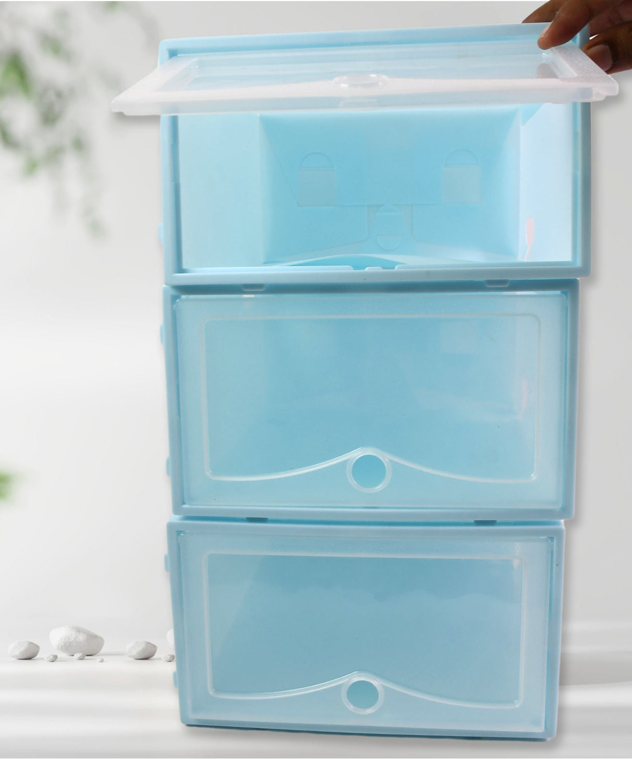 3 Layer Plastic Shoes Storage Box, Stackable Shoe Storage (1 Set / 3 Layer Set)
