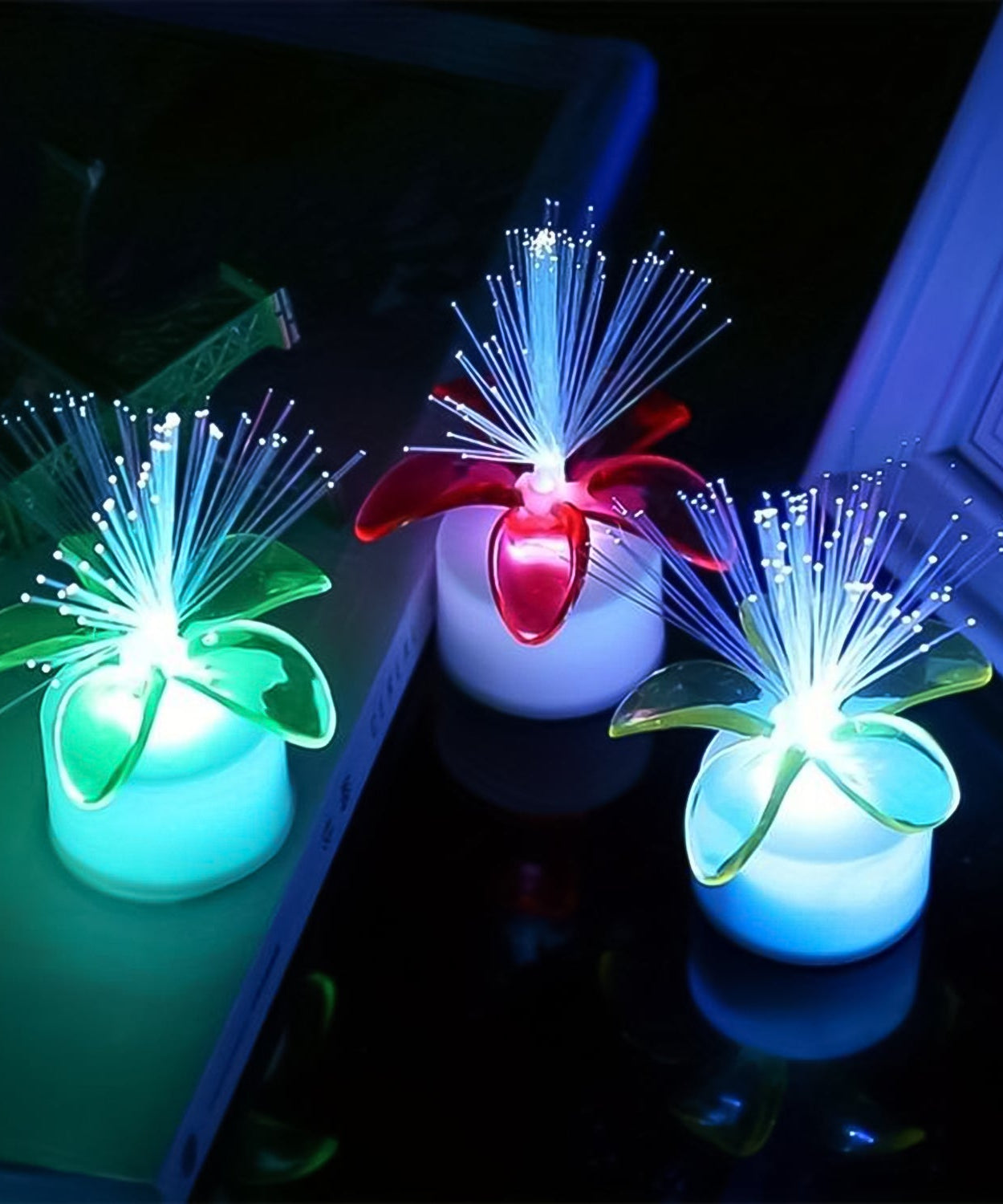 Fiber Optic Light, Mini Color Change LED Table Centerpieces, Light Up Candle, Diwali - Pack of 12