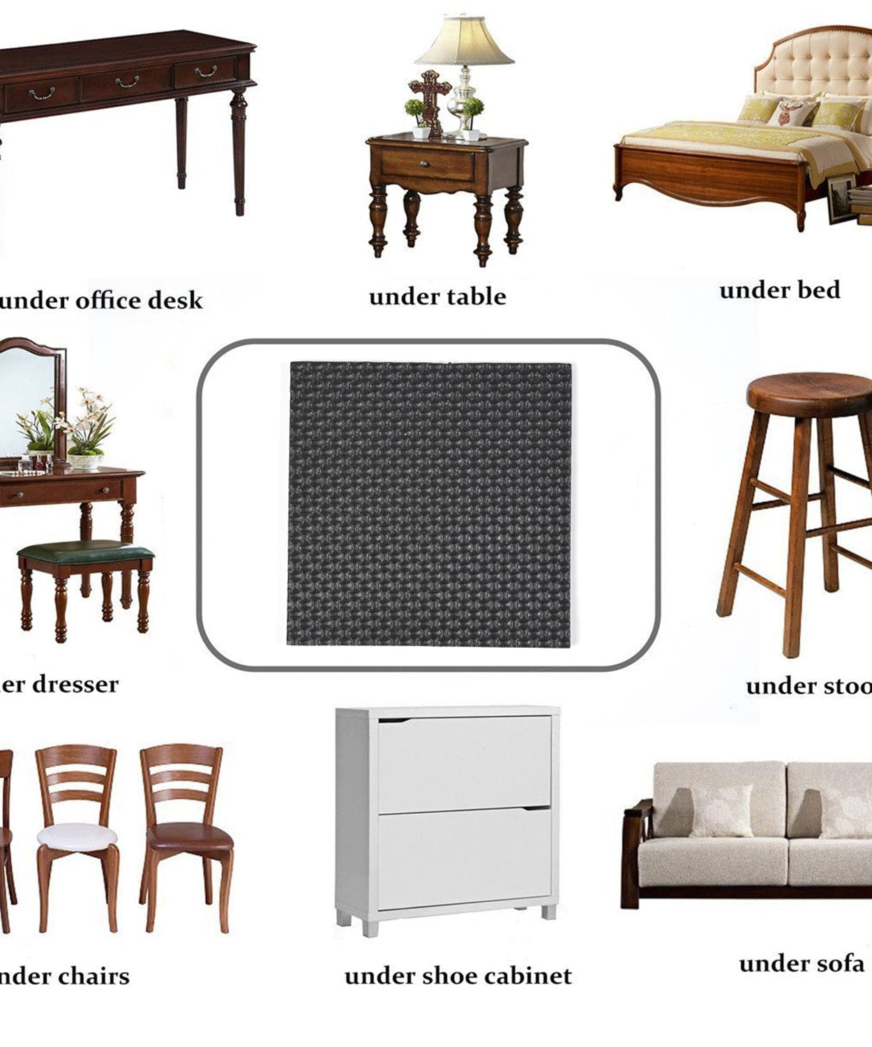 Square furniture pad, self-adhesive, pack of 1