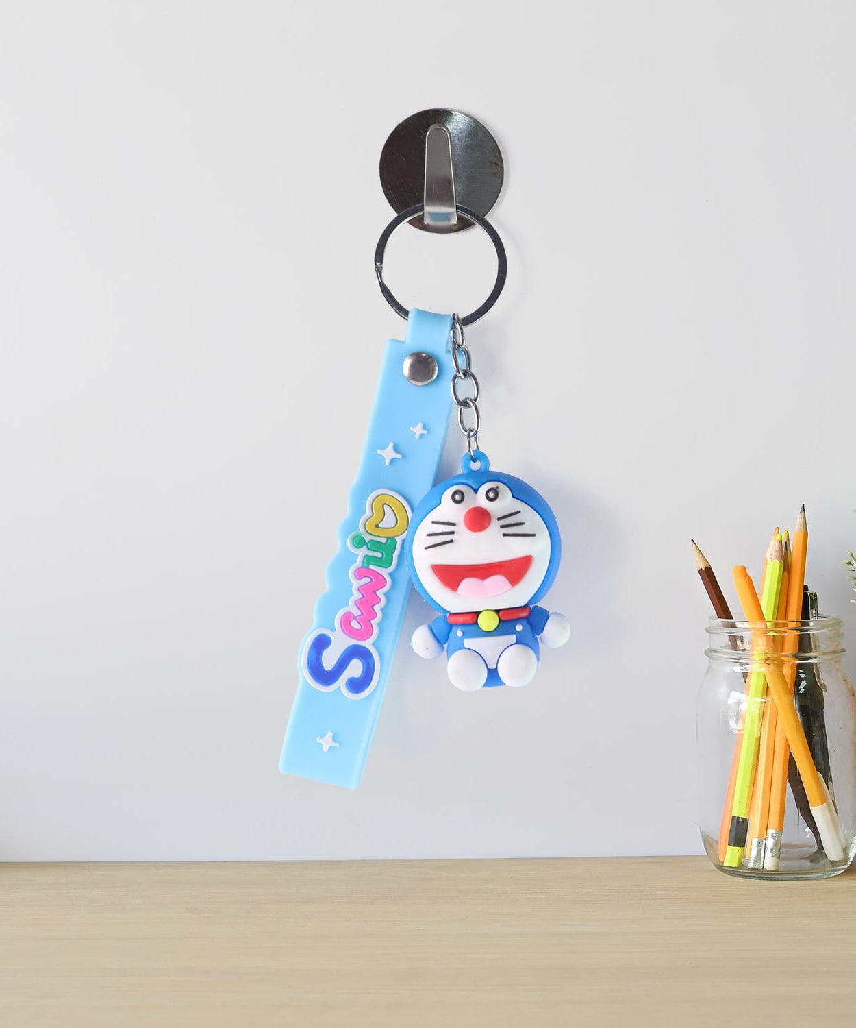 Cute Cartoon Silicone 3D Key Chain with Metal Hook & Strap (Pack of 1 / Mix Design)