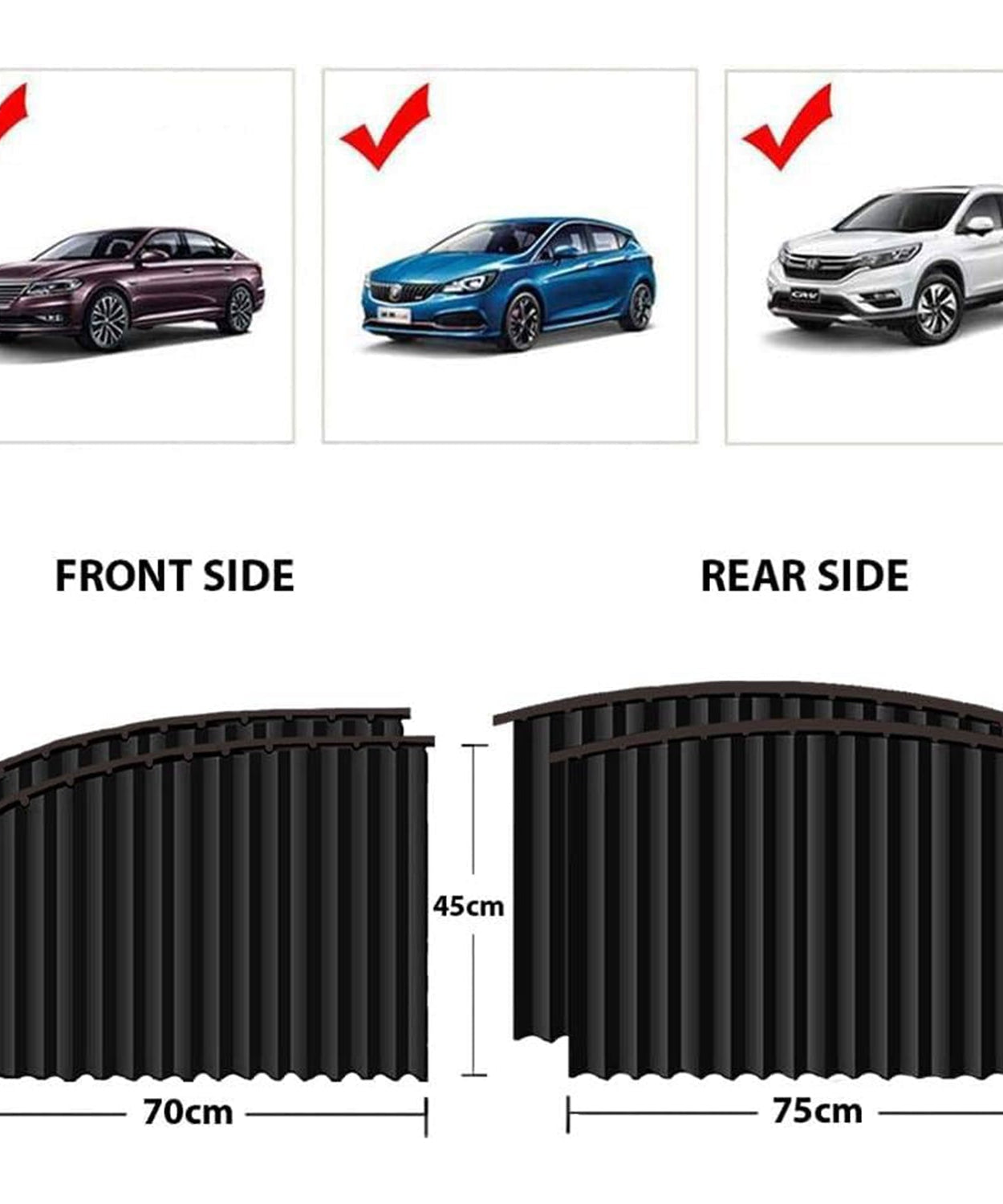 Car Window Curtain Sunshade | 4 Pcs Set with Hooks & Tapes