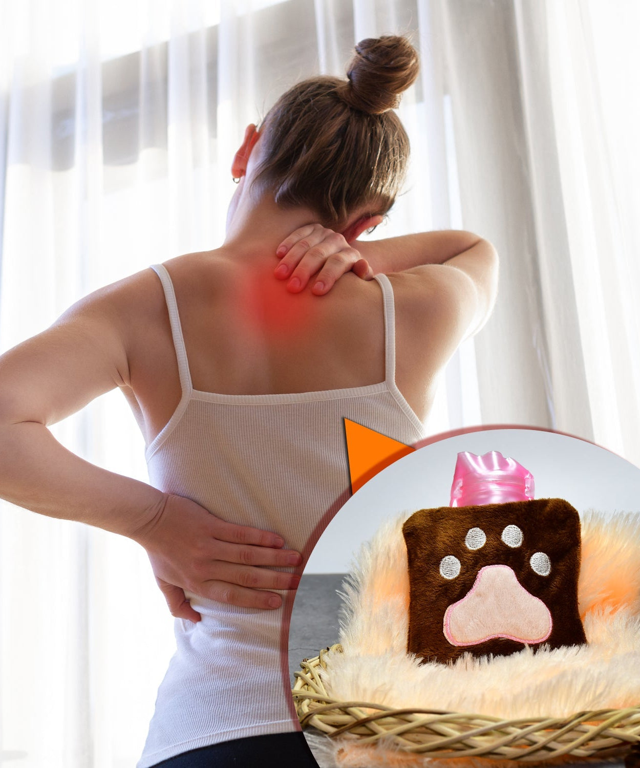 Paw Print Small Hot Water Bag with Cover for Pain Relief