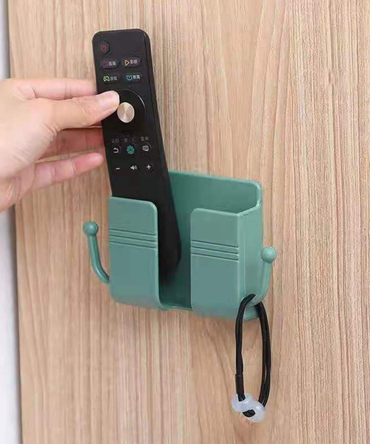 Wall-mounted stand with hook for phones and household items