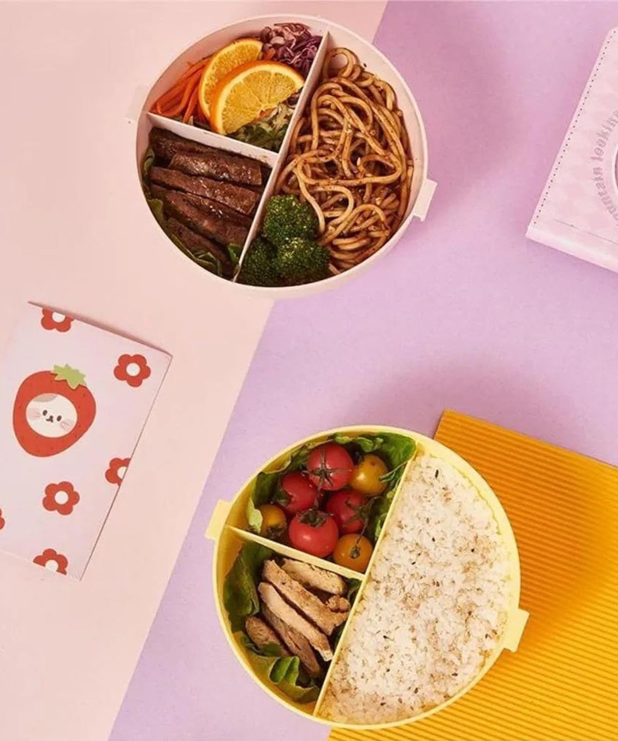 Donut Shaped Double Insulated 3 Compartment Lunch Box (1 Pc / Mix Color)