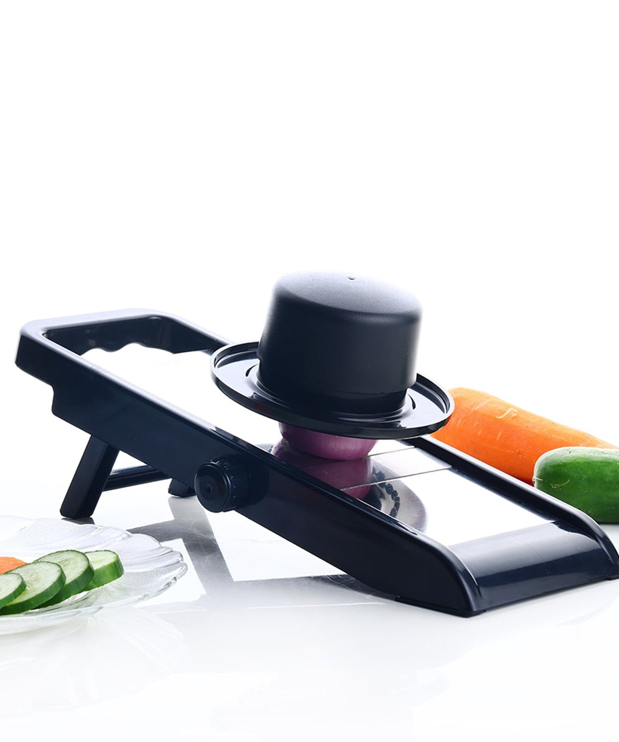 Potato and onion slicer and grater, multipurpose, adjustable for chips.