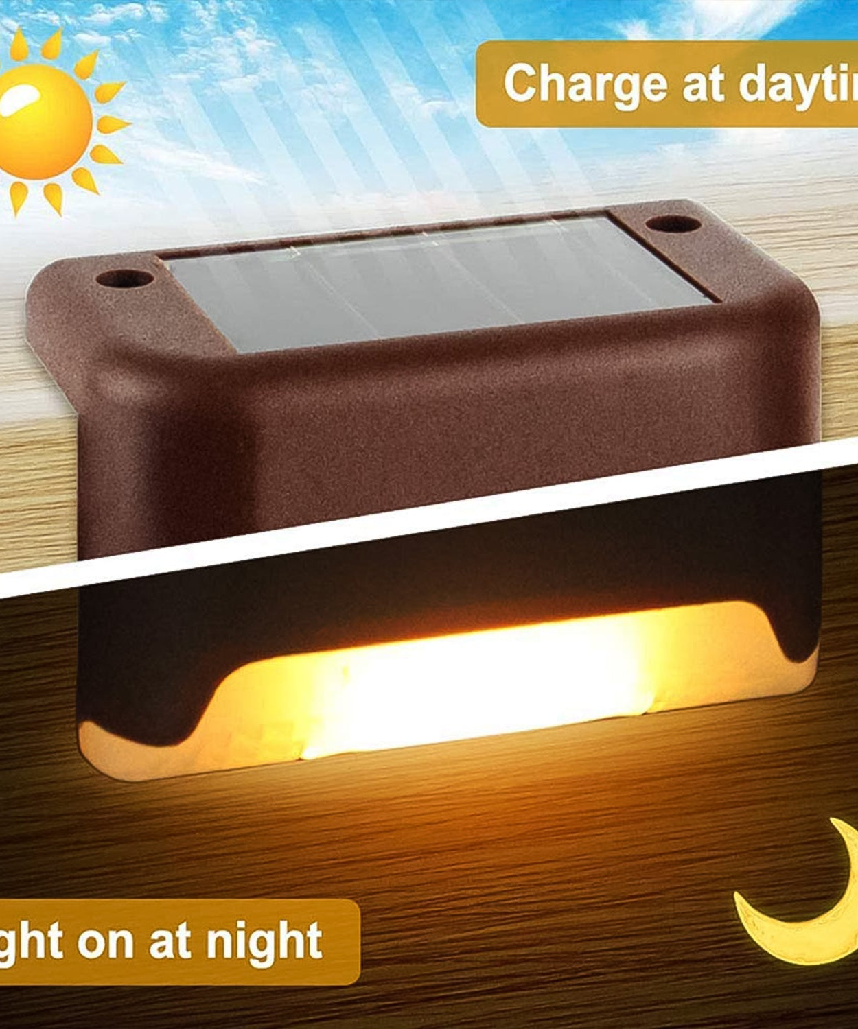 4-Piece Solar Waterproof Garden, Stair & Railing Lights