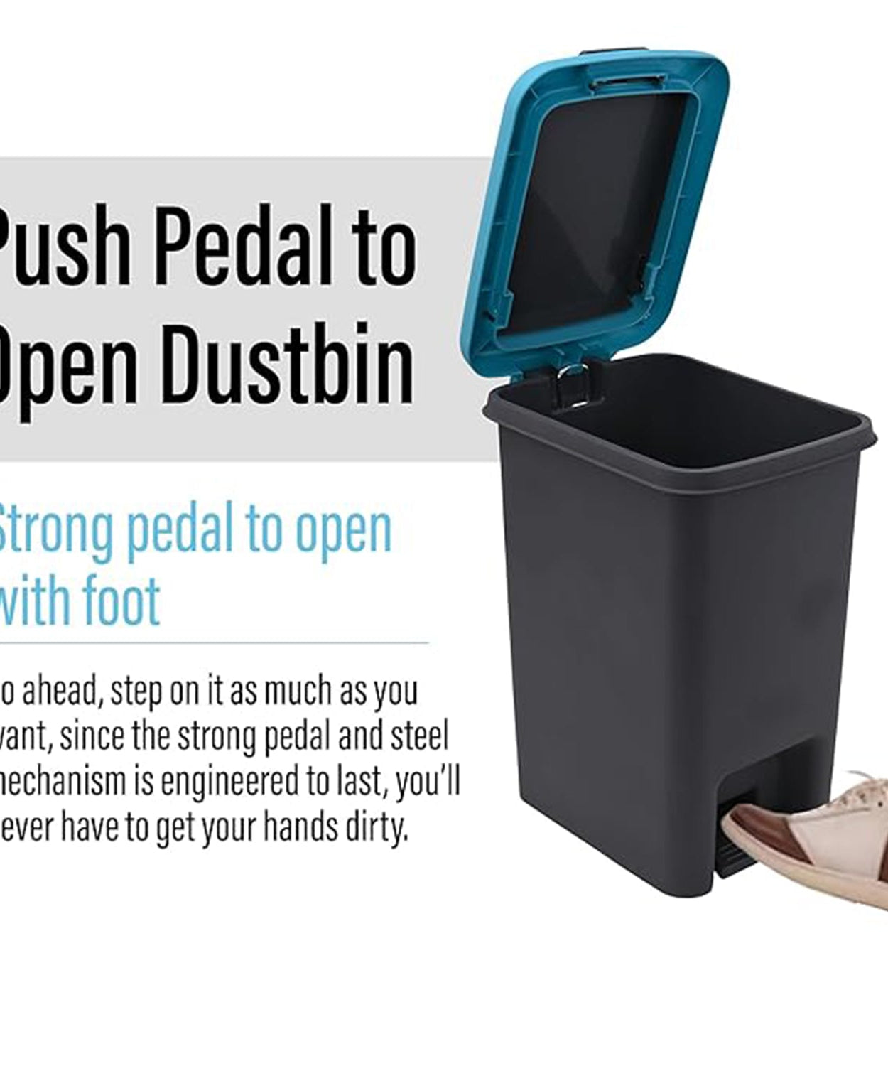 Apex Plastic Push N Pedal Dust Bin | Hands-Free Operation, Compact Design 6.5 Liters (1 Pc / Mix Color)
