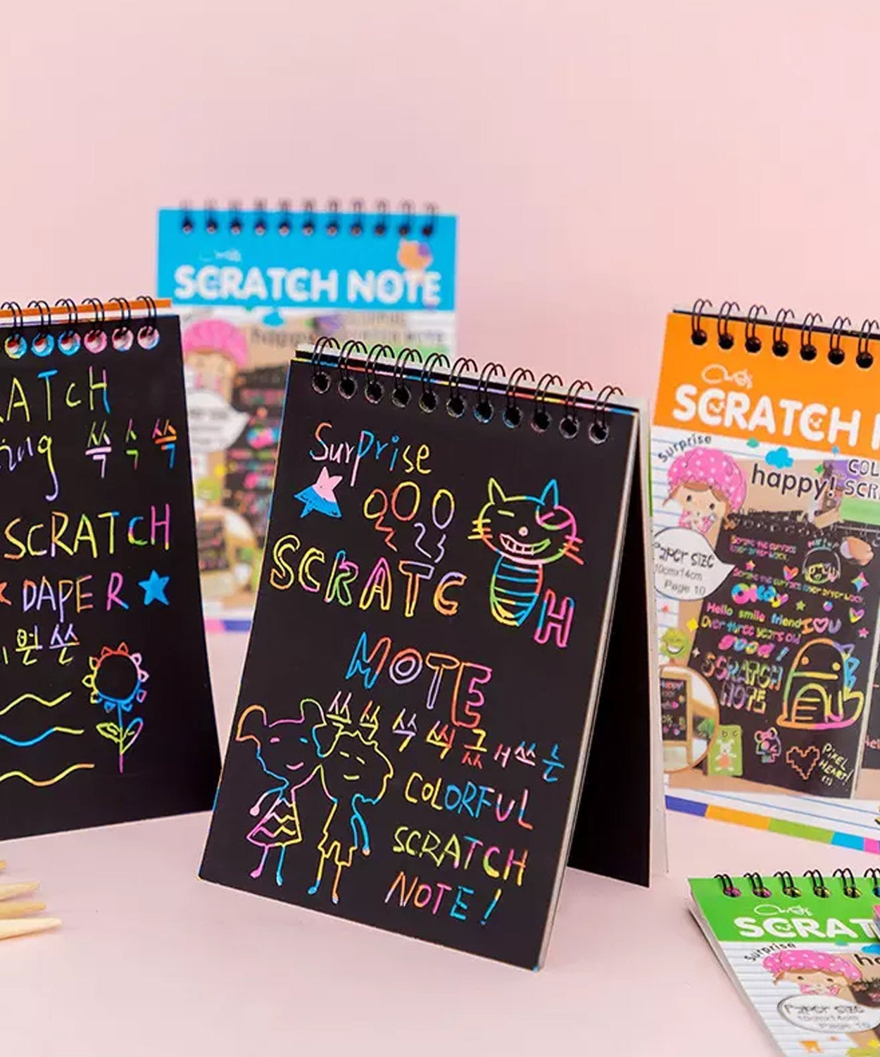 Pack of 1 rainbow scratch art book, 10 colorful sheets