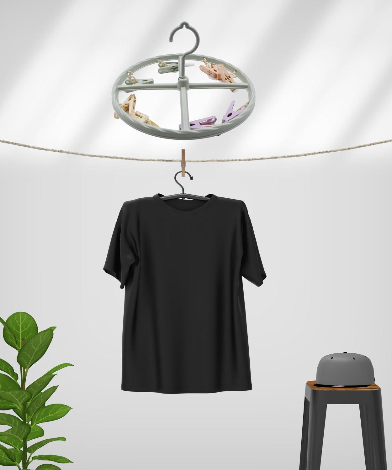 Clip hanger rack with 8 clips for various laundry items