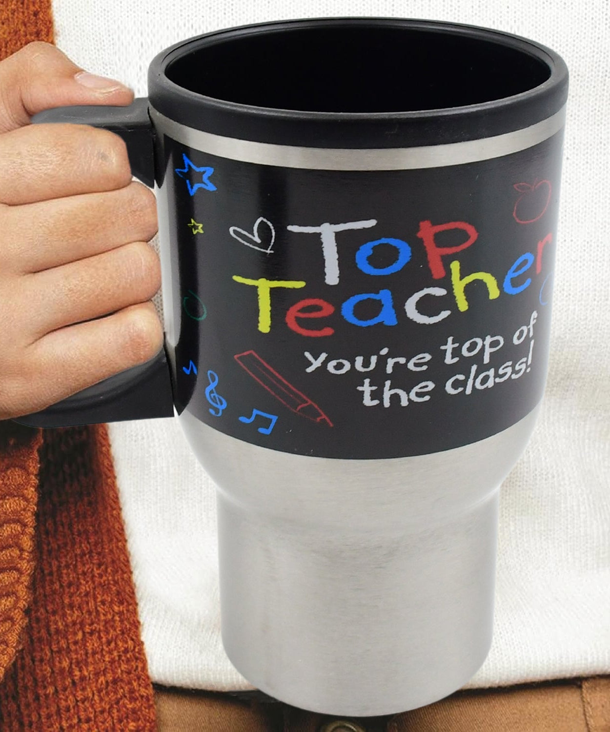 Stainless Steel Insulated Travel Mug - Double-Walled Vacuum Cup with Lid & Handle