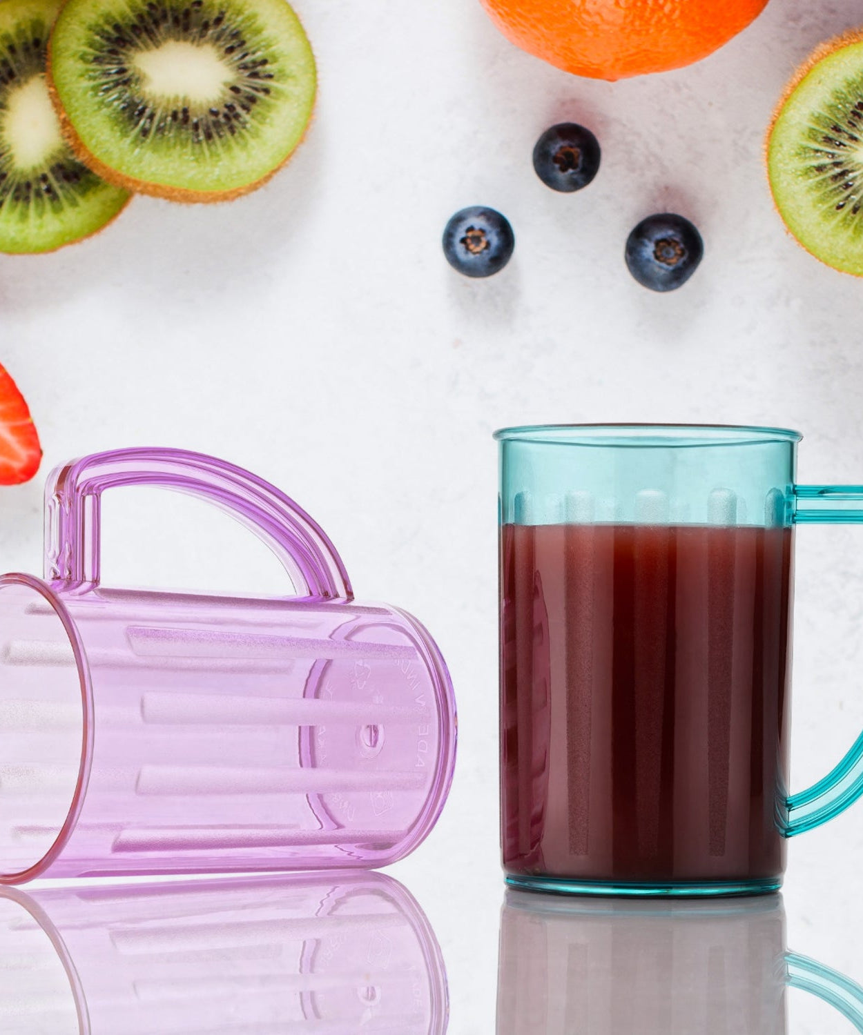 Stylish Juice Glass With Handle, Water Glass, Beer Glass, Milk Shake Glass, Multipurpose Glass Plastic Beer Mug, Unbreakable Beer Tasting Glasses, Clear Juice Glasses Suitable for Kids (2 pc)