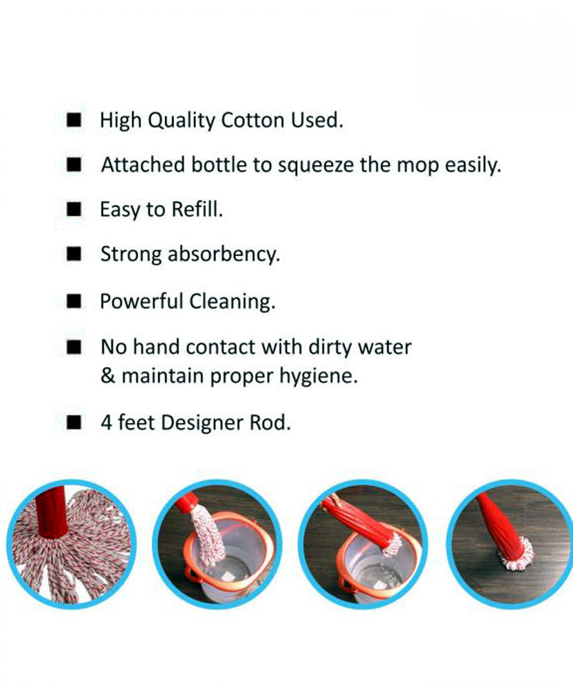 Wooden rod mop for bottles, with cotton head for effective cleaning.