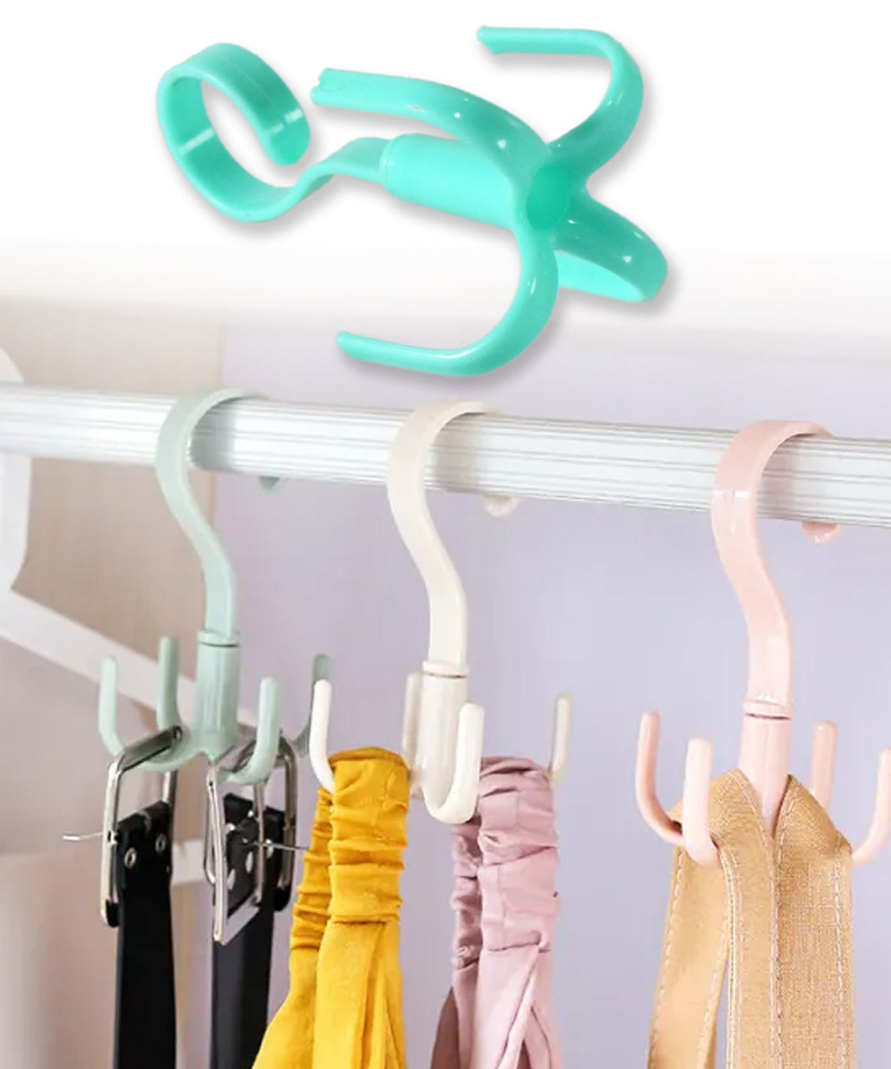 Purse rack for handbags with rotating feature.