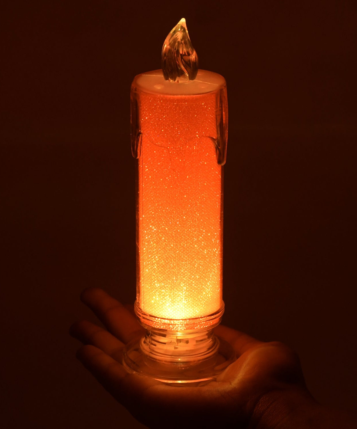 Red battery-operated flameless candle, ideal for Diwali and home decoration.