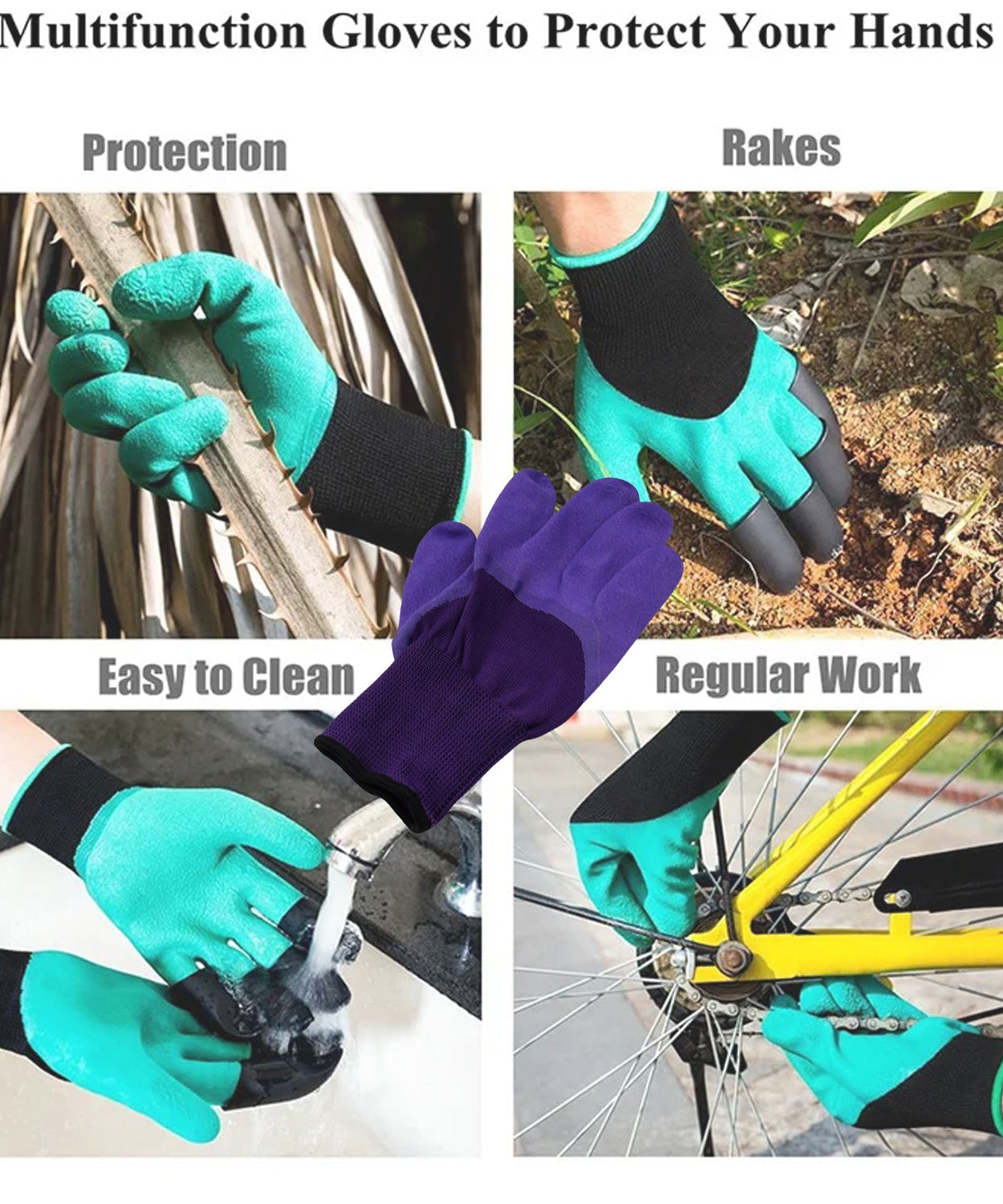 Garden Farming Gloves With Hand Fingertips & Plastic Claws (1 Pair)