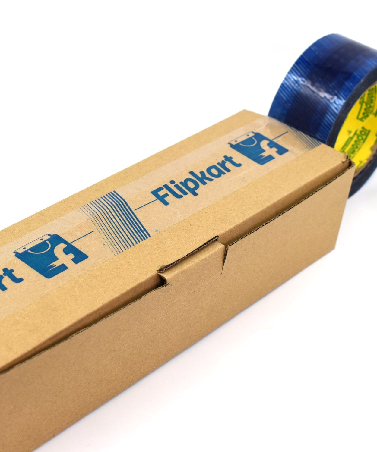 Roll of Flipkart blue tape for secure packaging and shipping.