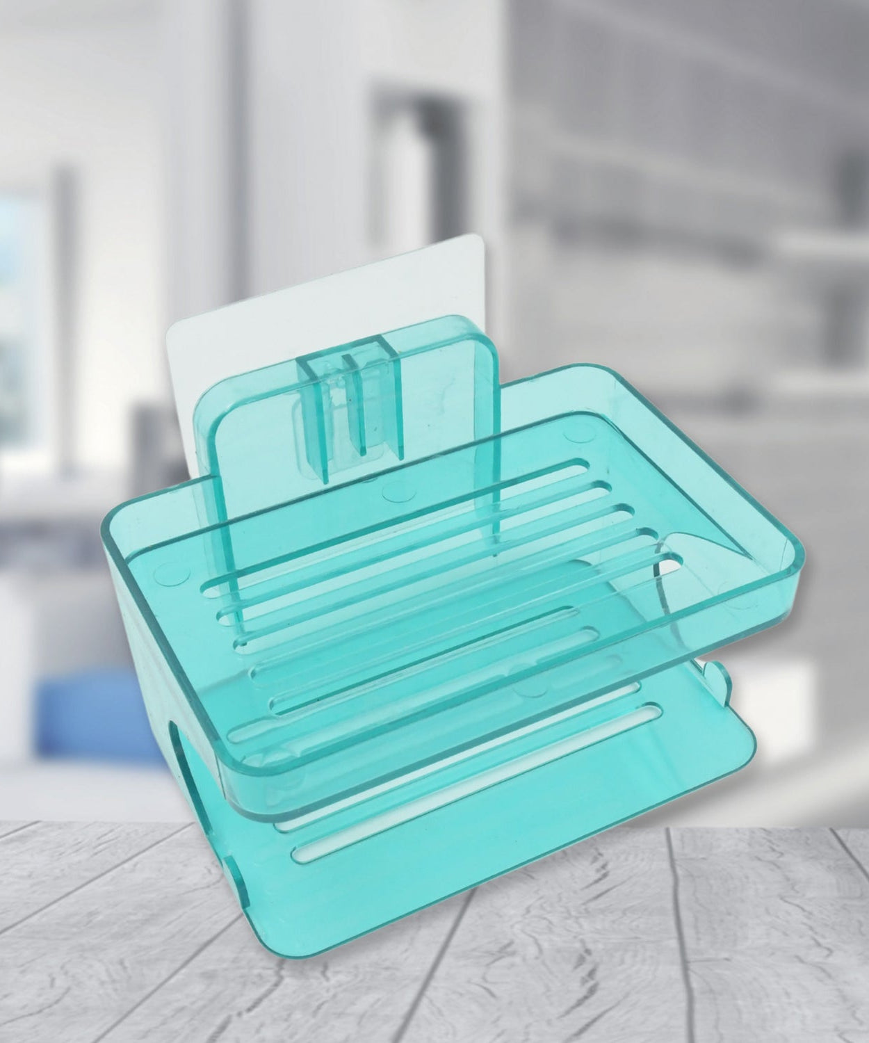 Self-adhesive soap dish, wall-mounted with hook