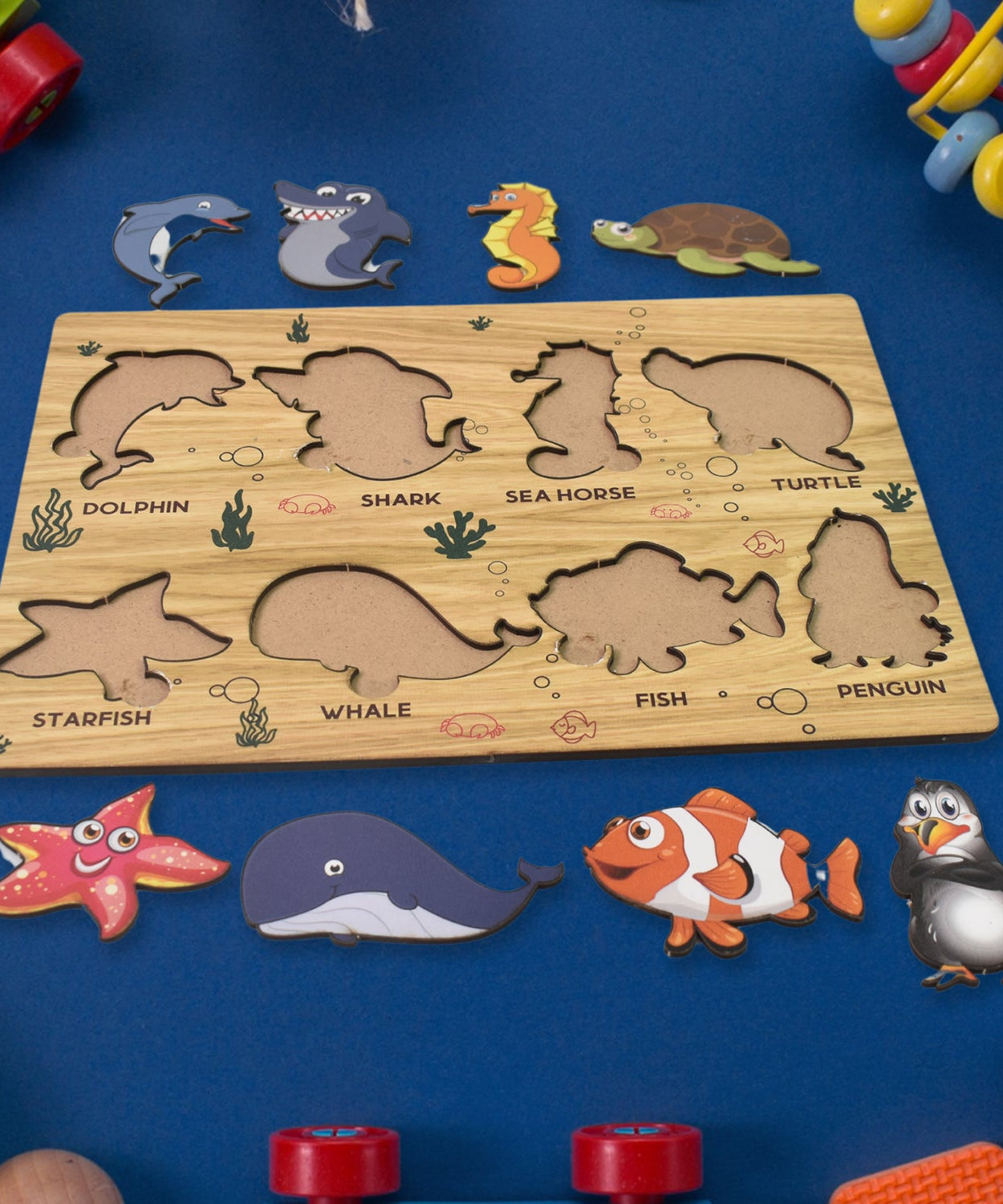 Tooky Toy Wooden Sea Creatures Learning Puzzle