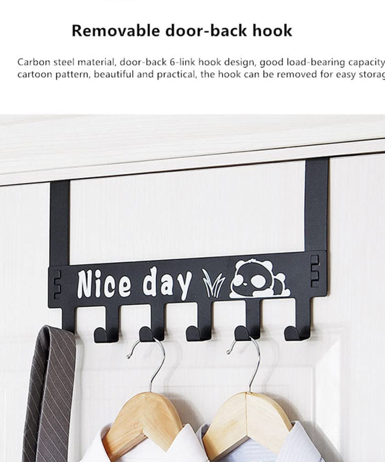 Heavy-Duty Carbon Steel Over Door Hook Rack for Towels & Coats (1 Pc, 6 Hooks)