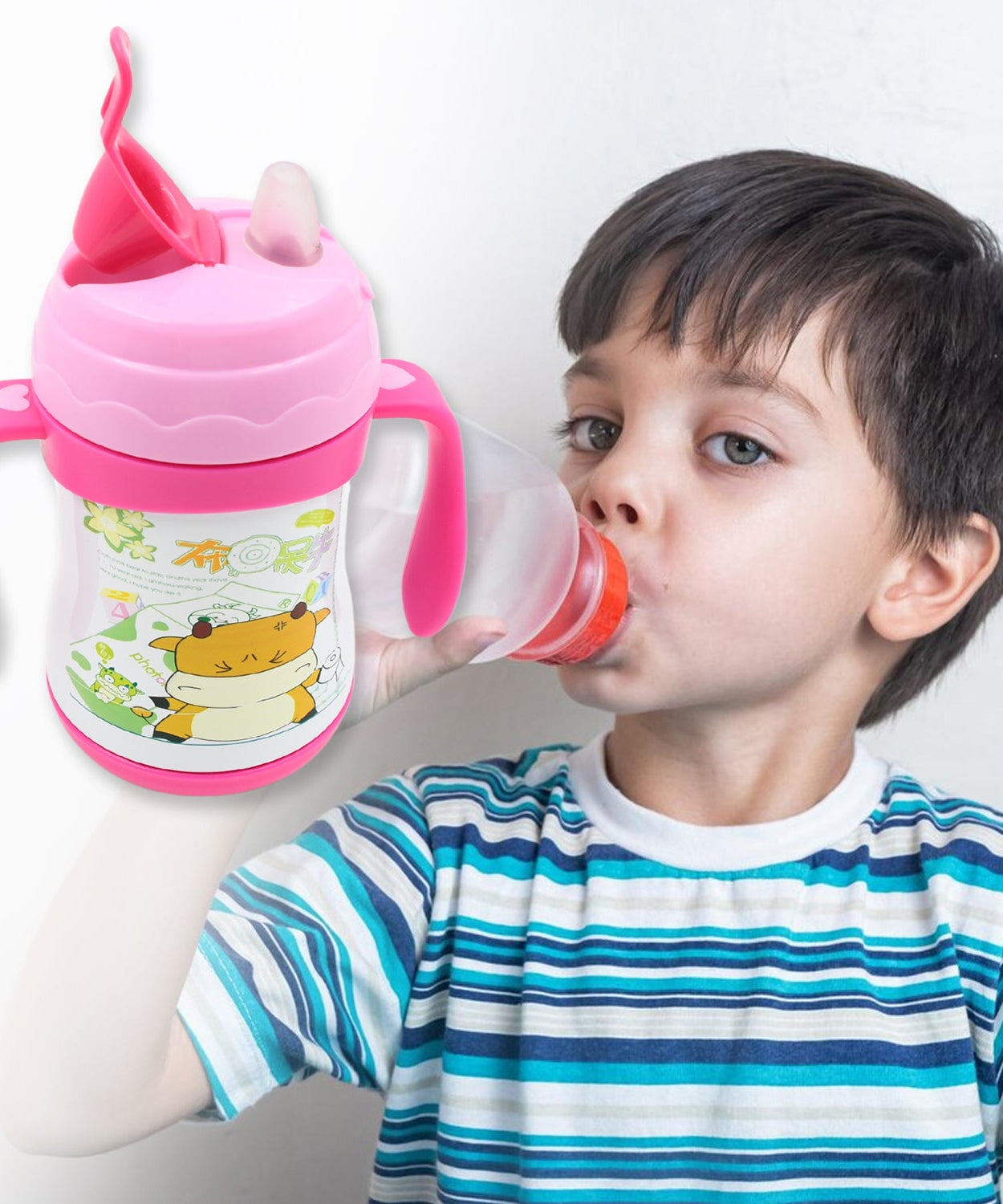 Vacuum Stainless Steel Water Bottle With Carry Handle & Straw Fridge Water Bottle Double Wall, Leak Proof, Rust Proof, Cold &amp; Hot | Leak Proof | Office Bottle | Gym | Home | Kitchen | Hiking | Trekking | Travel Bottle (280 ML)