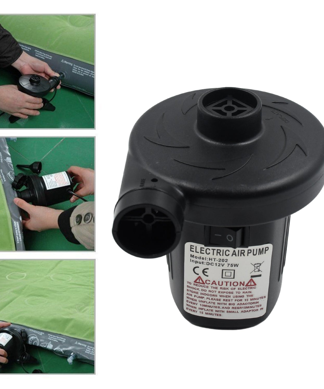 Inflator pump for air mattresses and pools