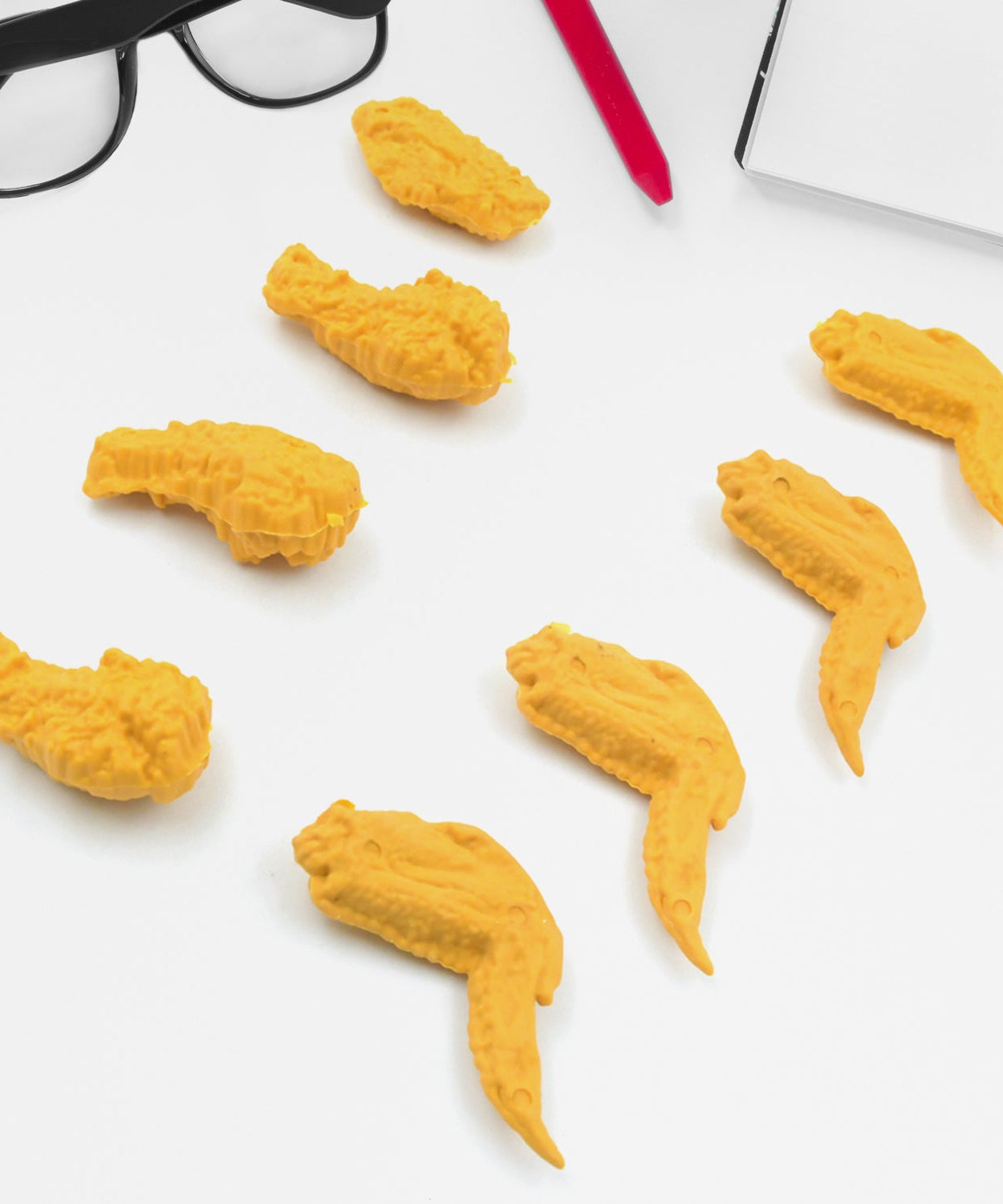 Cute Chicken Wing & Leg Erasers for Kids & Students (8 Pc Set)