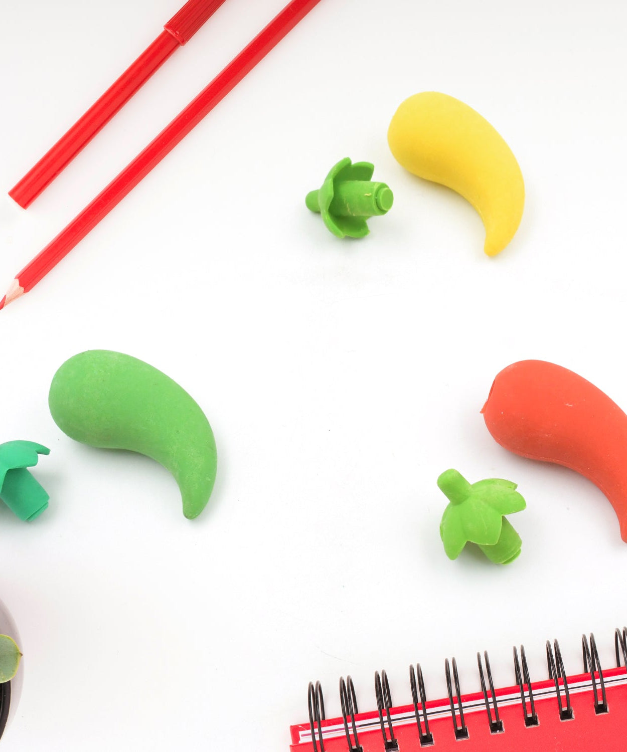 3D Fancy Colorful Chili Shape Erasers – Mini Novelty Eraser Set (3 Pc)