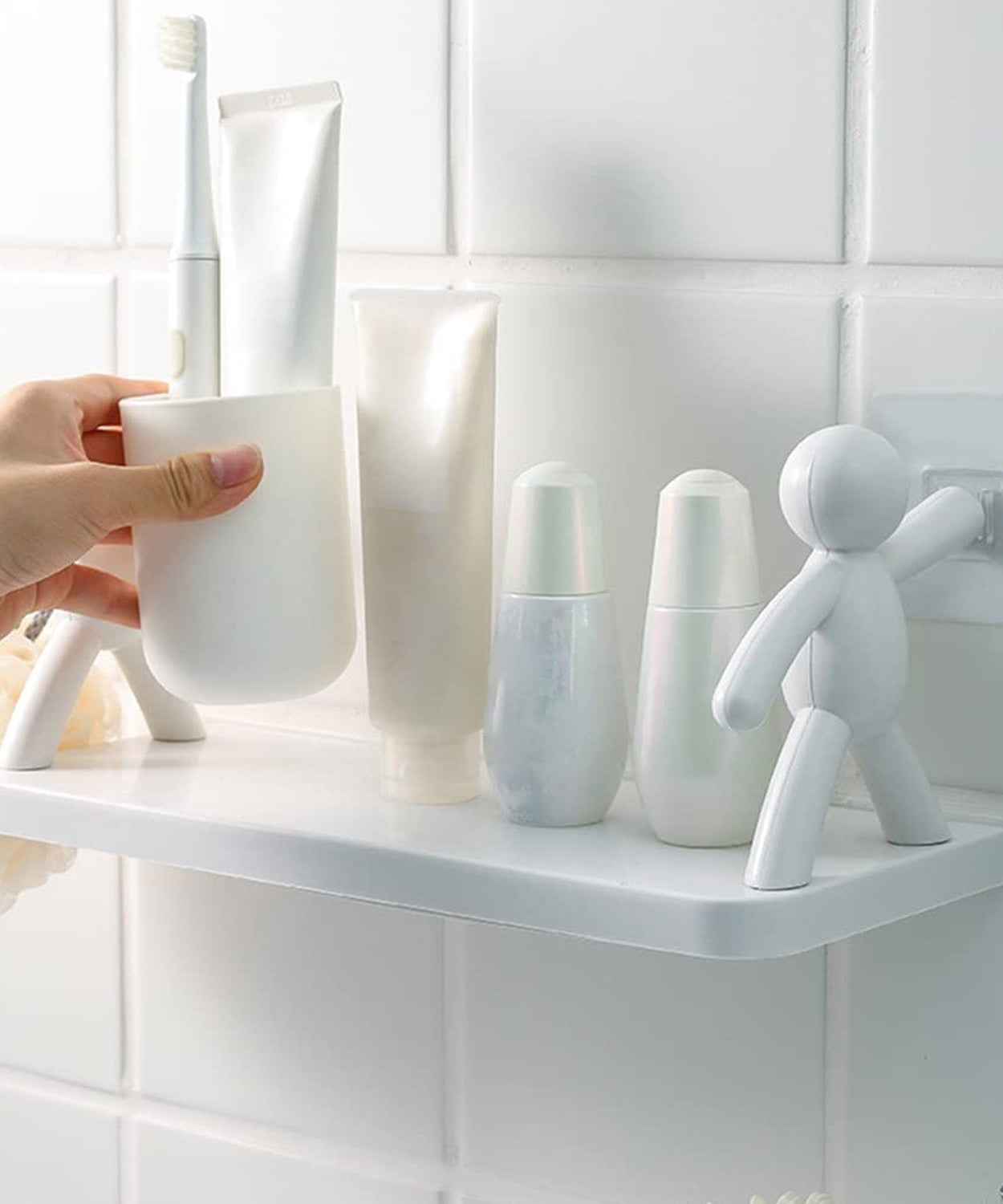 Floating wall shelf for living room or kitchen, stylish and space-saving.