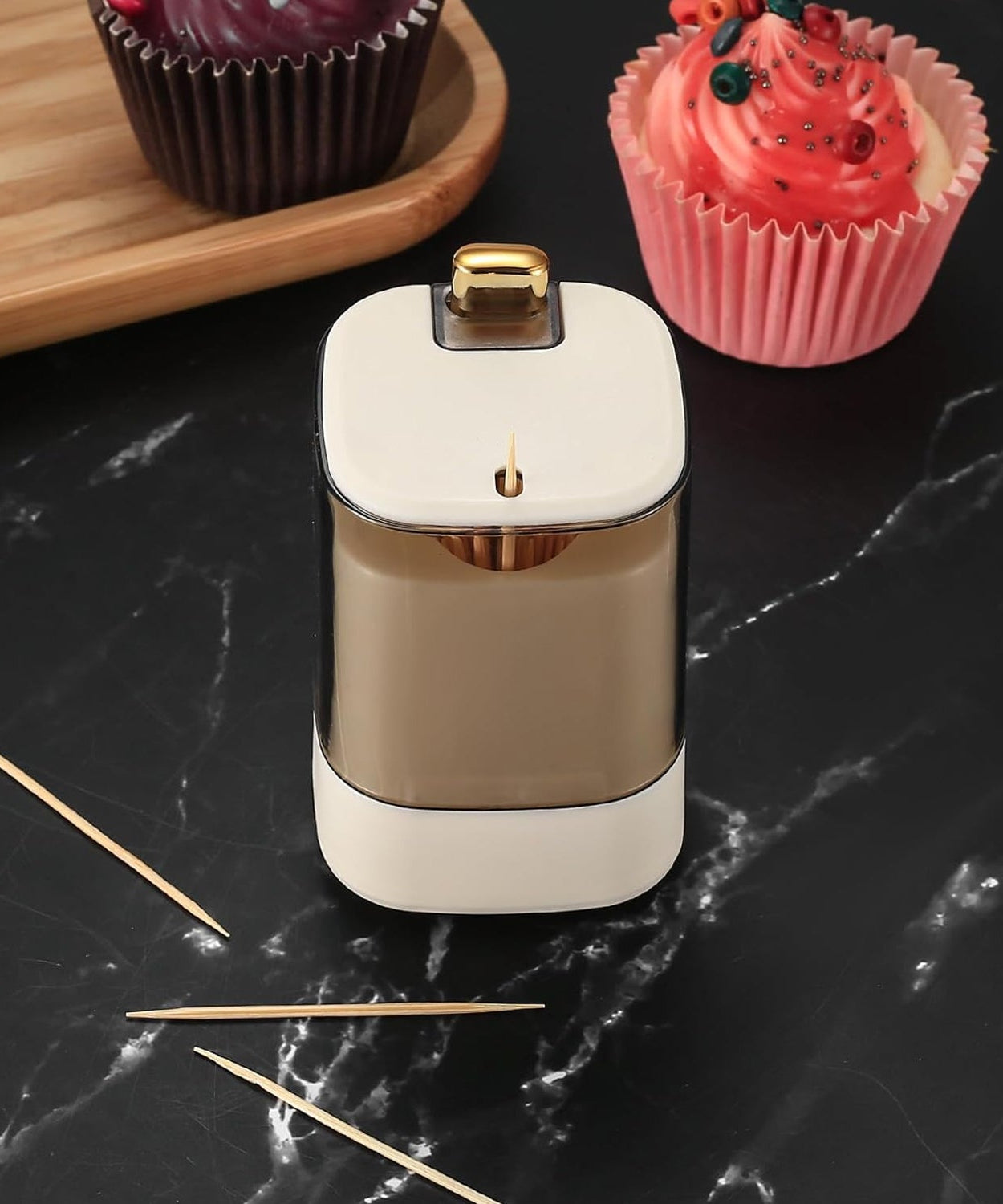 Toothpick Holder Dispensers, Automatic Toothpicks Container, Toothpicks Storage Dispensers Box, for Home Living room Kitchen Restaurant (1 Pc)