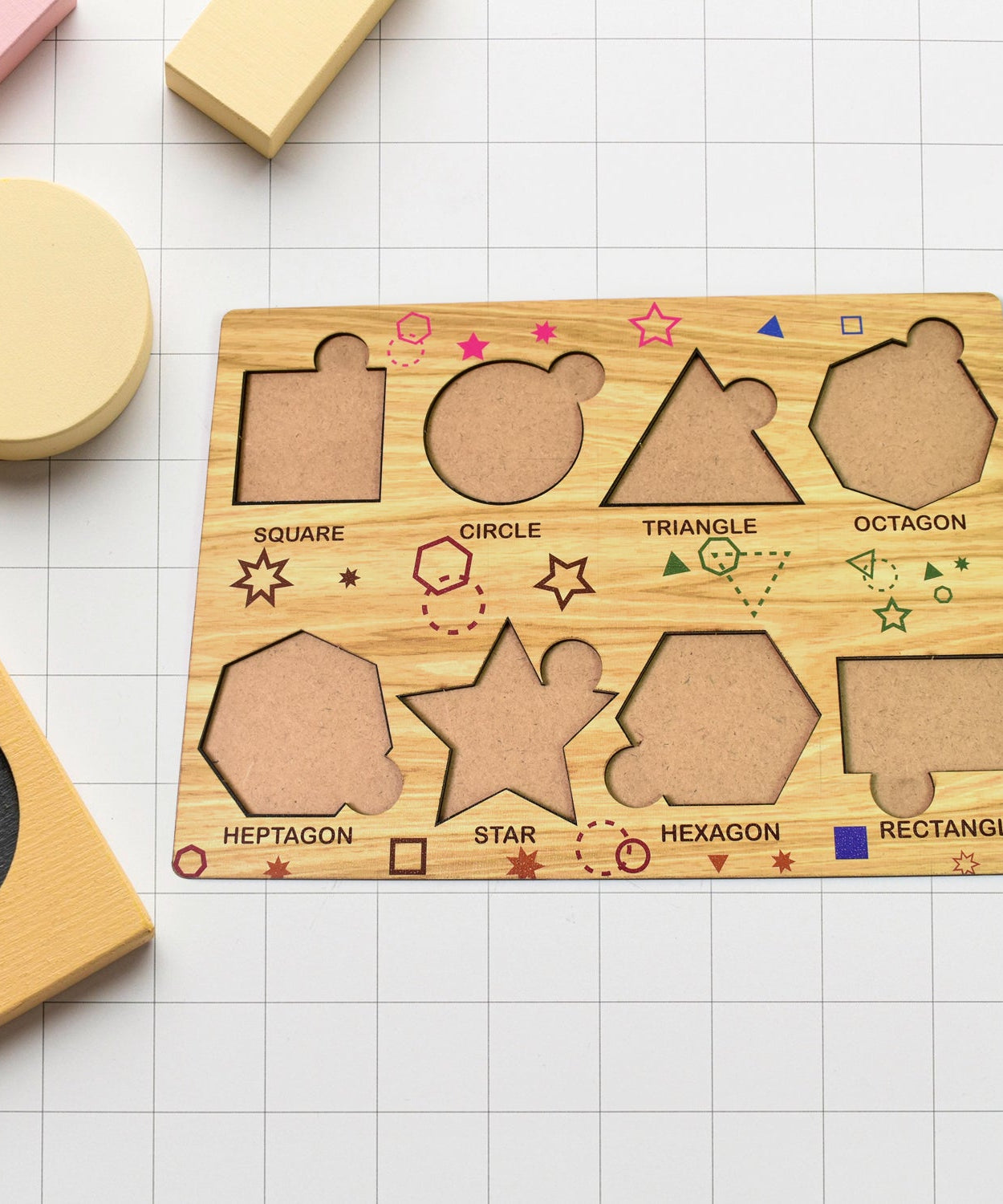 Wooden Triangles Puzzle Learning Educational Board (1 Set / 28×20 Cm)