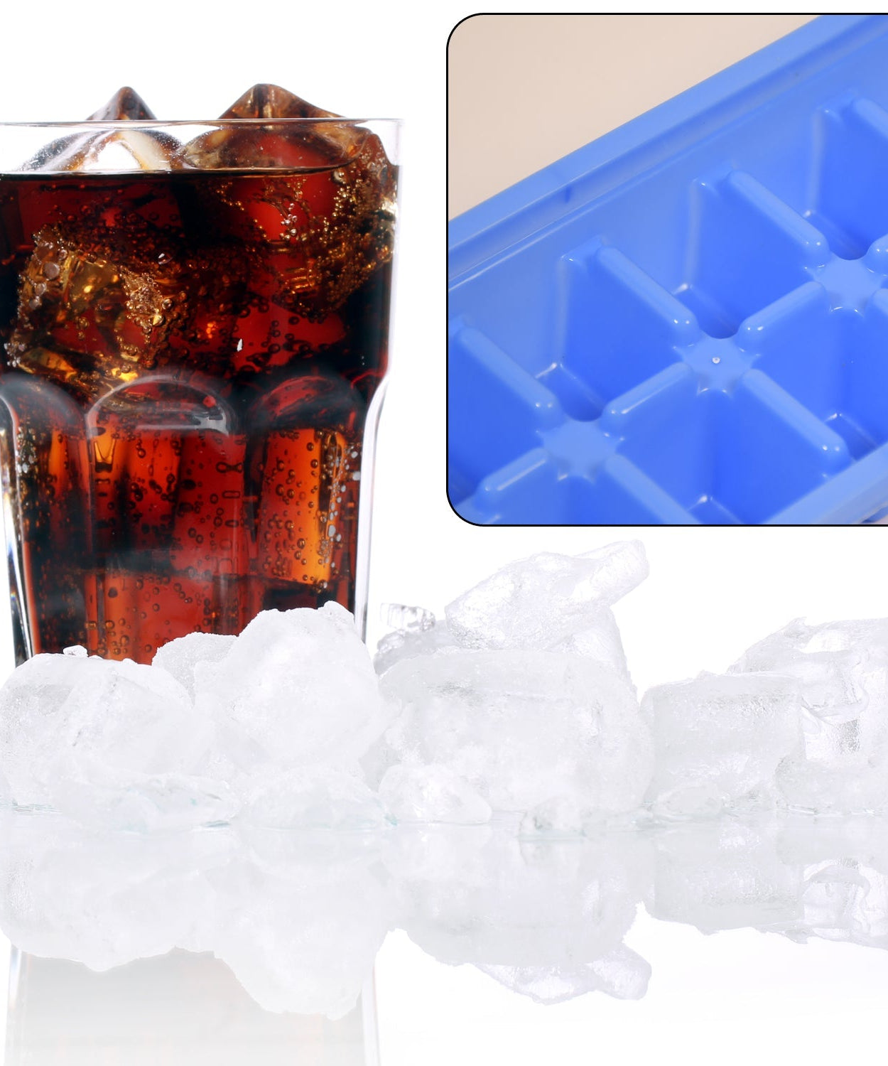 Ice cube moulds for freezer, easy-to-use tray design.