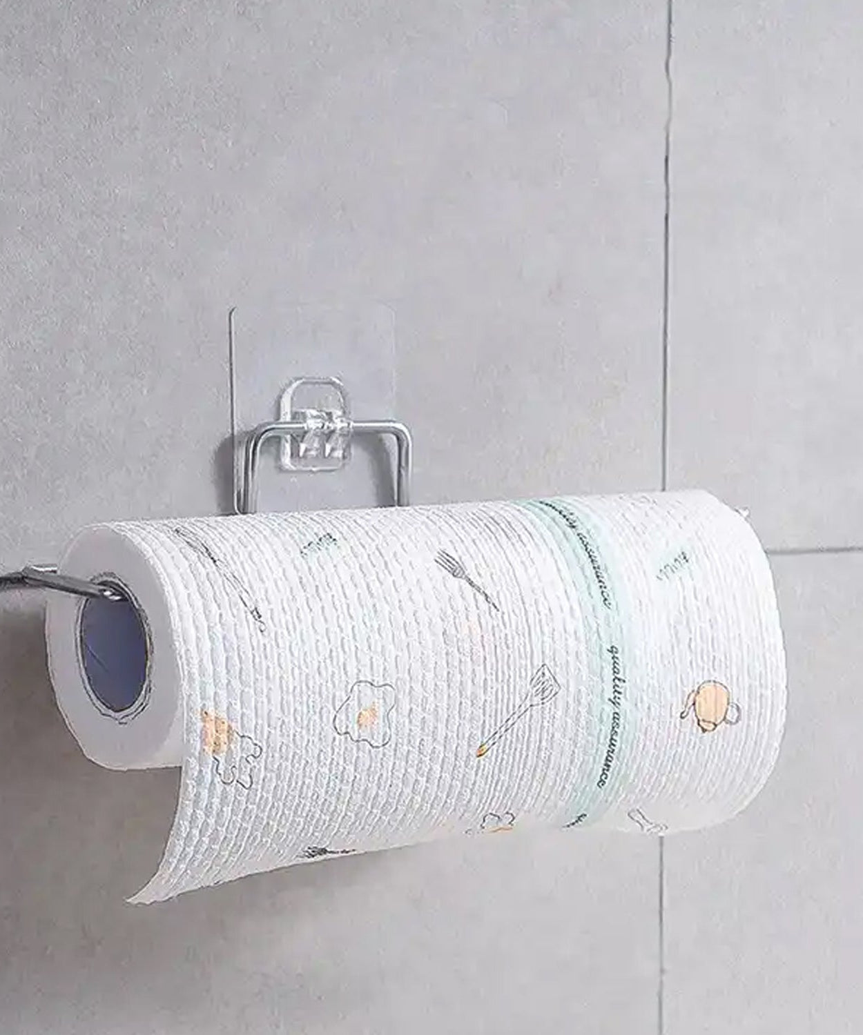 Stainless Steel Drill Free Self-Adhesive Paper Roll Holder Tissue Paper Stand Towel Bar Hanger Kitchen Towel Holder for Kitchen Bathroom Toilet (Pack of 1)