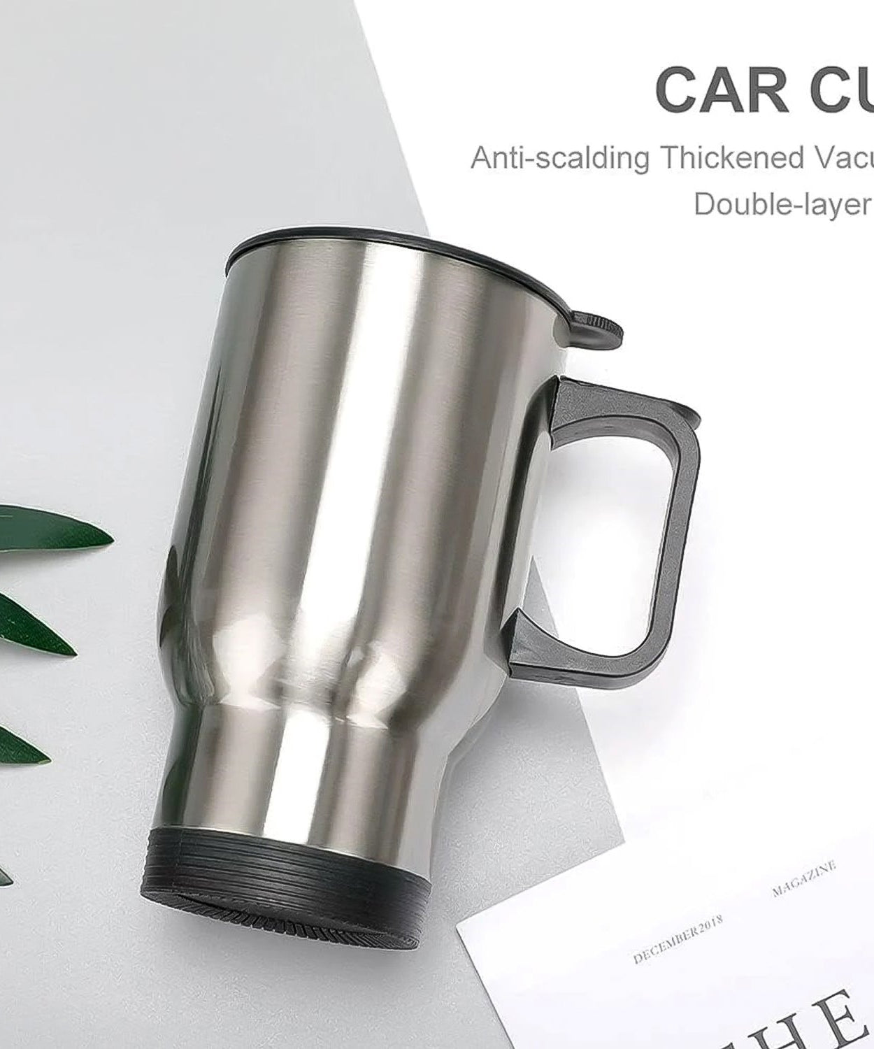 Stainless Steel Vacuum Glass Insulated Glass Coffee Cups (With Lid & Handle / 1 pc)