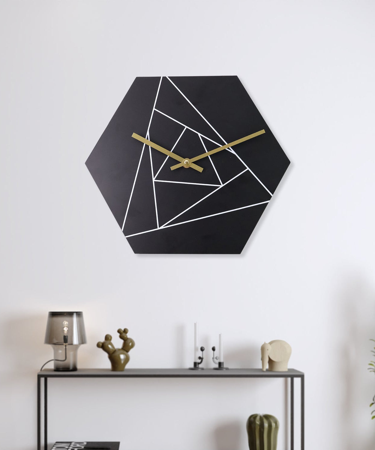 Modern Geometric Hexagon Wall Clock (1 Pc)