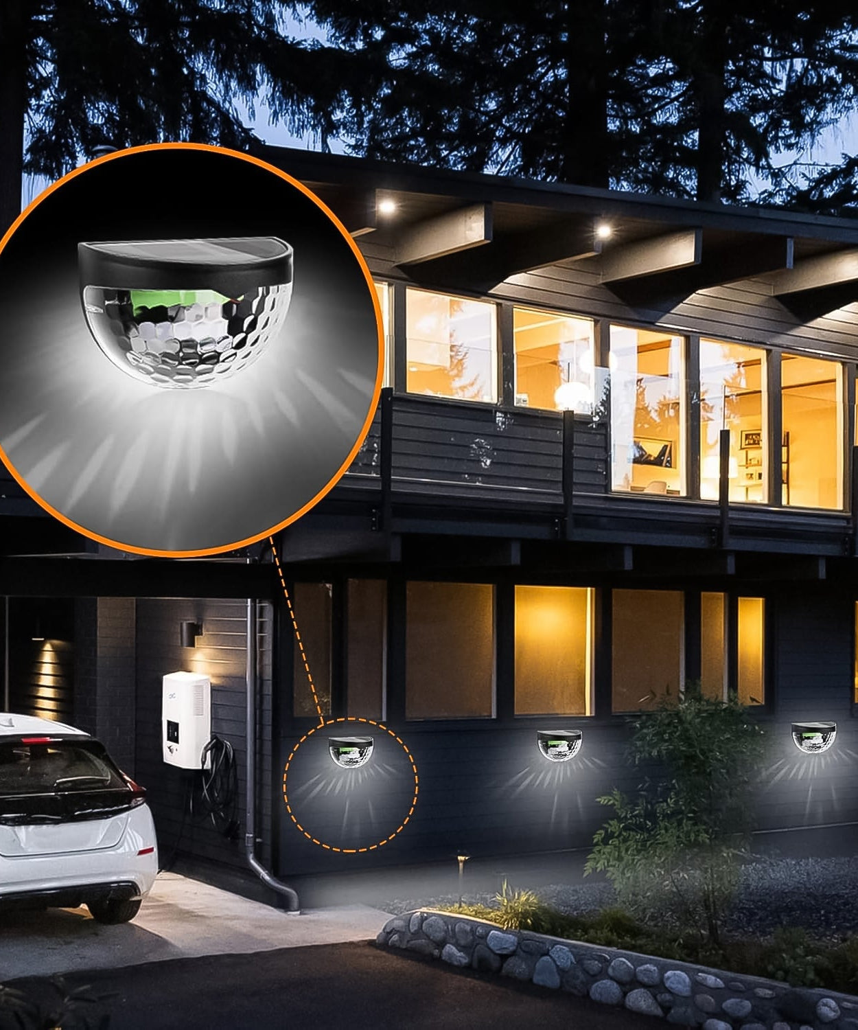 6 LED Solar Powered Wall Mount Fence Light with Honeycomb Shade Design (2 Pc Set)