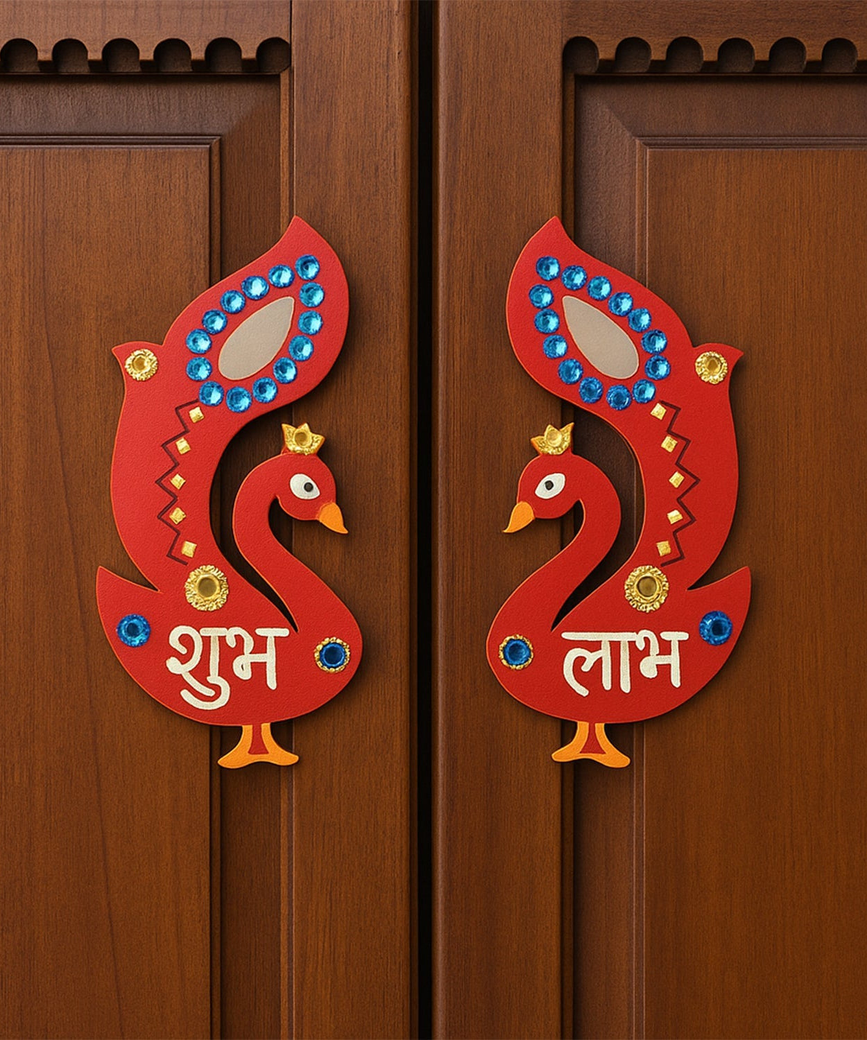 Decorative Wooden Shubh Labh Wall Hanging (2 Pc)