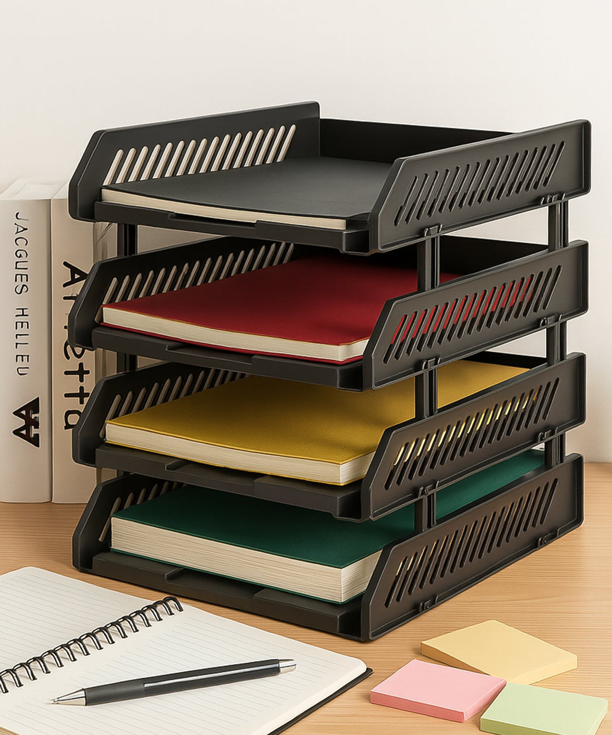 4-Layer Multifunctional File Rack with Drawers for Office Desk