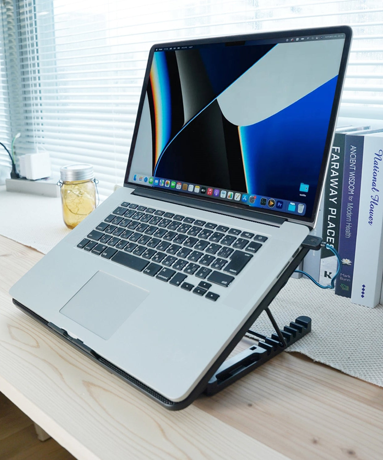 Laptop Cooler Cooling Pad with 2 Quiet Led Fans, Dual USB Ports, Portable Ultra Slim USB Powered 7 Heights Adjustable Laptop Stand for Gaming Laptop