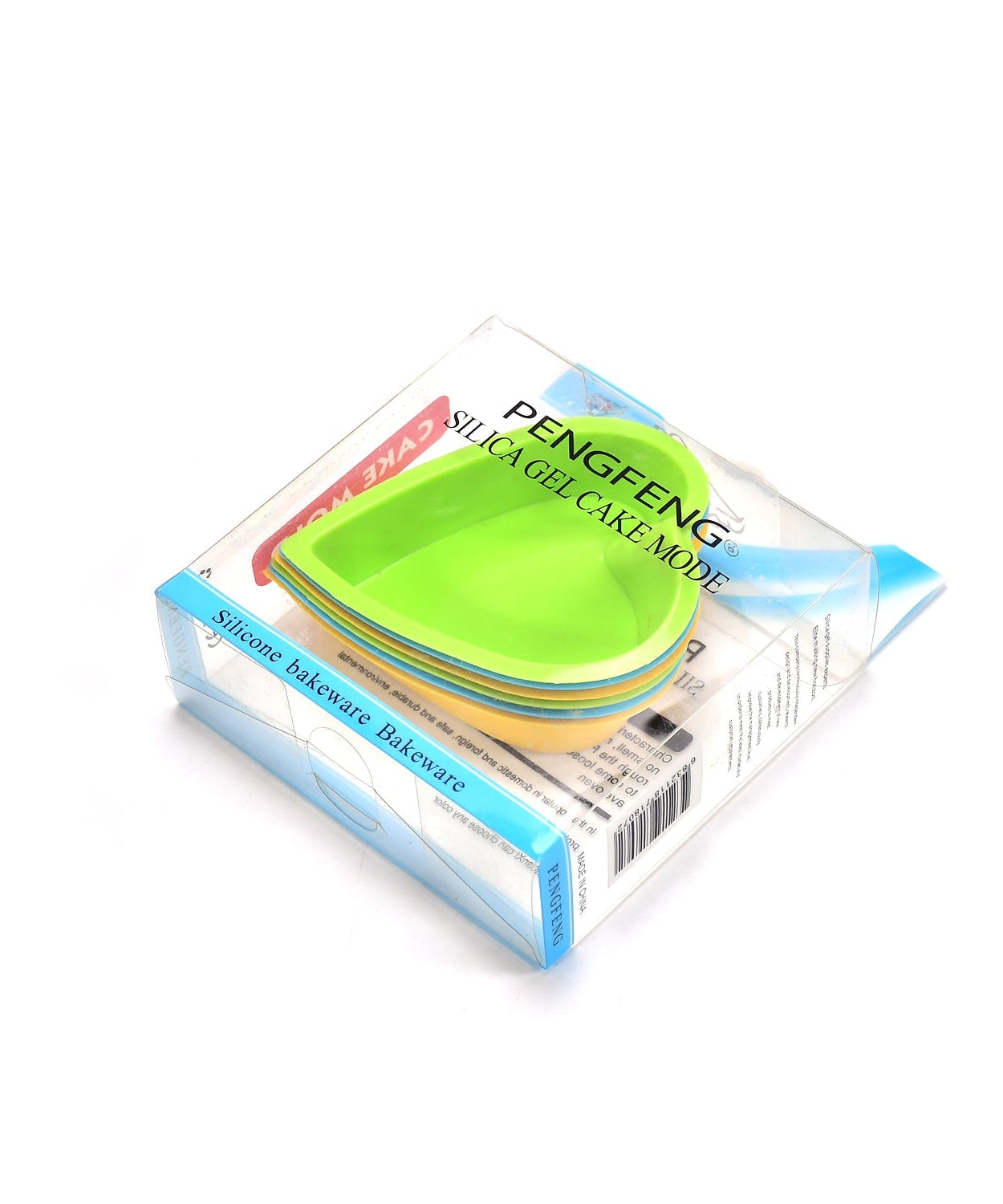 Close-up of heart-shaped silicone cake molds