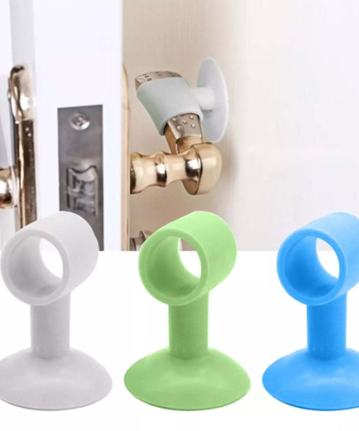 Mini silicone door stopper, pack of 100, prevents door handle damage.