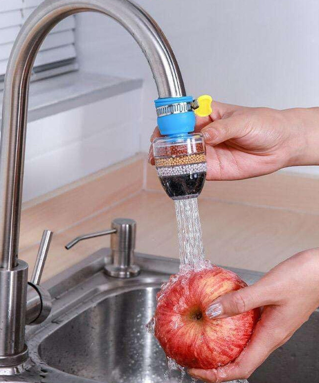 Water Faucet, Clean Purifier Filter Cartridge Water Tap, Upgrade Universal Interface Faucet Filter (Six Layer Purifier)