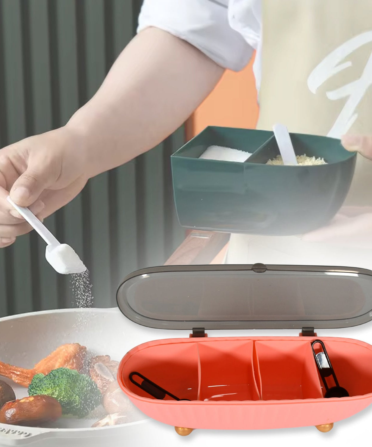 8255 Spice Bottle Spice Jar Durable Spice Seasoning Box, Jar Food Grade Spoon Seasoning Case for Kitchen / Dry fruit Tray (1 Pc)