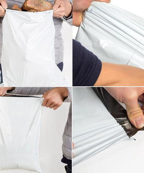 Courier bags in a bundle, highlighting their tamper-proof features and size for secure delivery