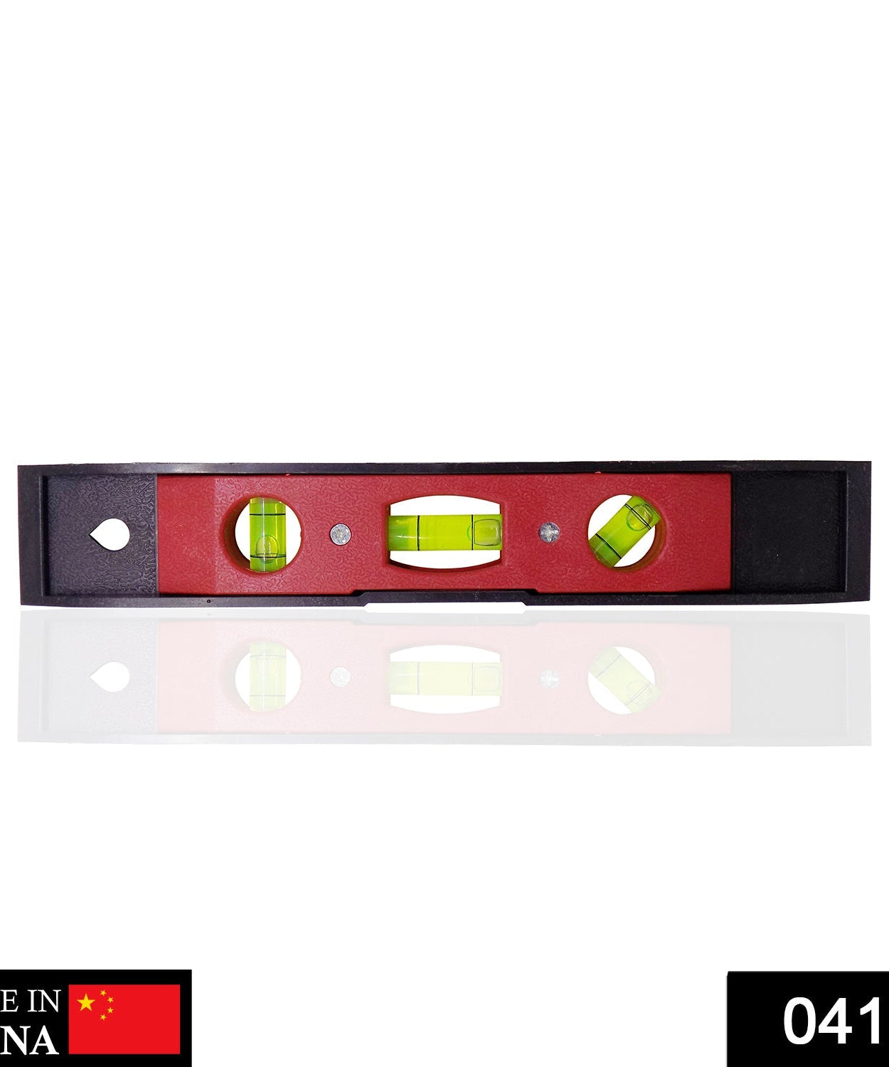 Portable level with three bubbles, compact and easy to use.