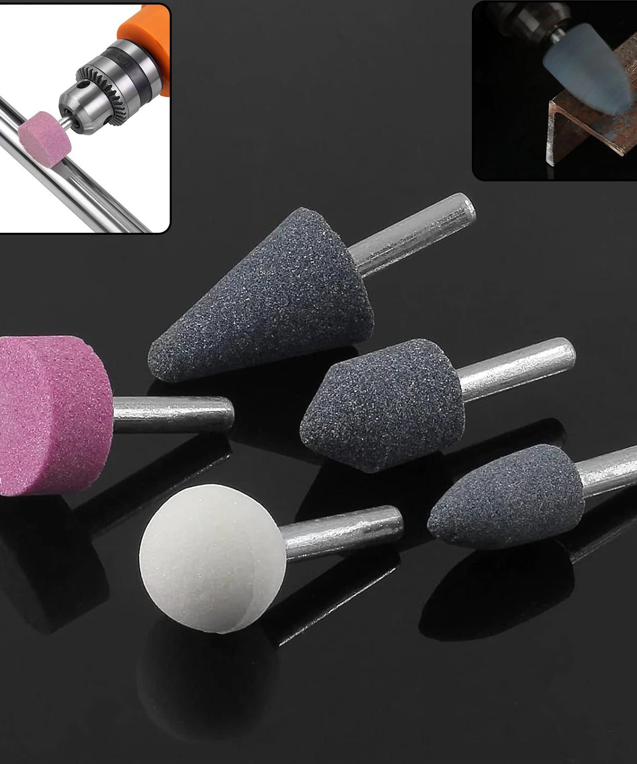 '-5 Pcs Shank Abrasive Mounted Stone (Multicolour)