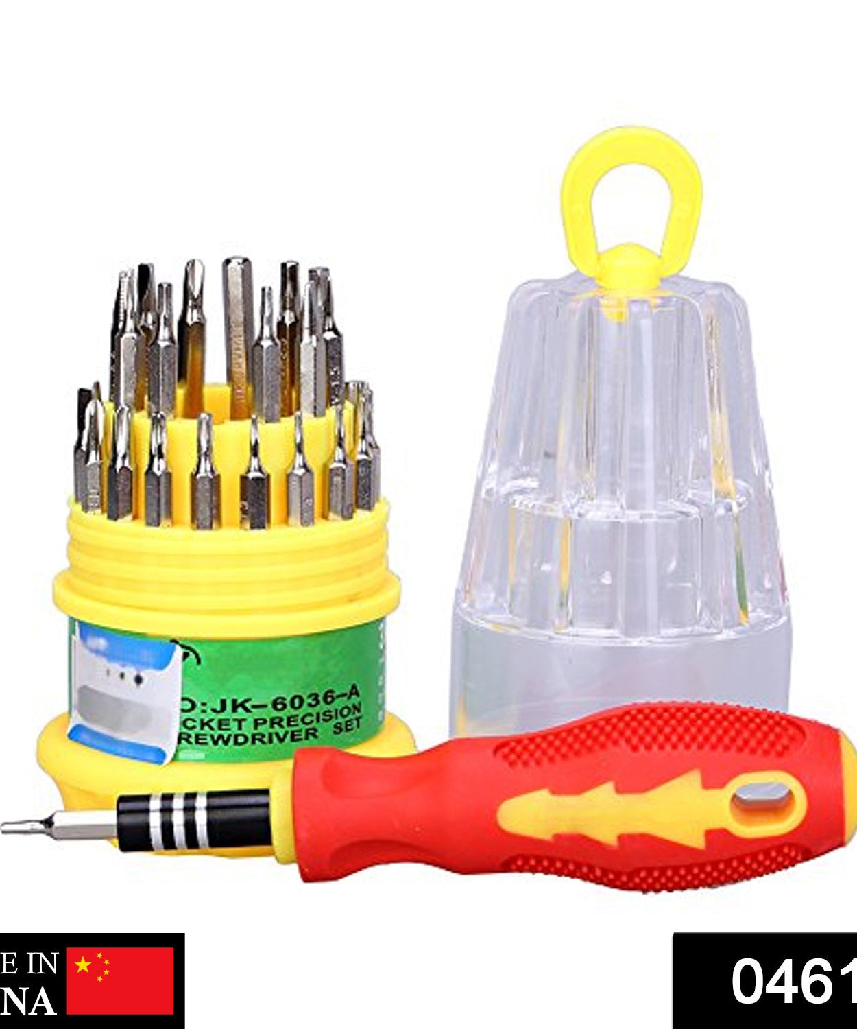 Magnetic screwdriver set with multiple tools.