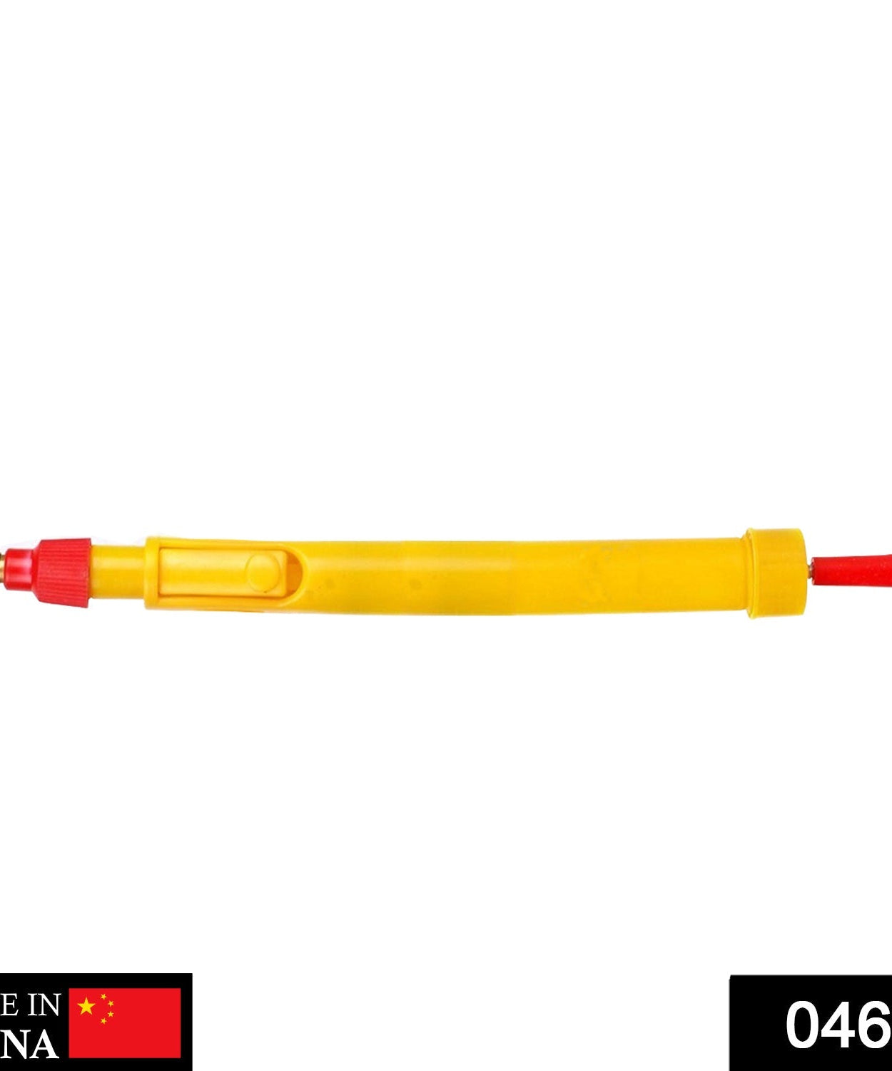 Garden sprayer with handheld pump and brass nozzle.