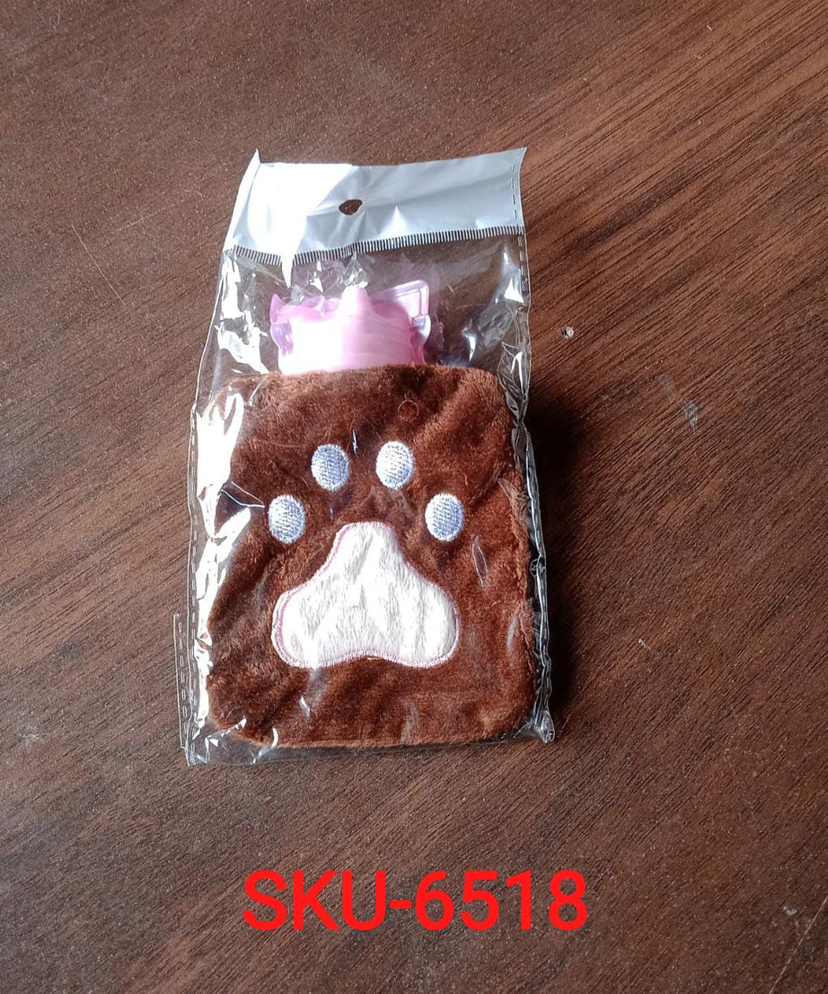Paw Print Small Hot Water Bag with Cover for Pain Relief