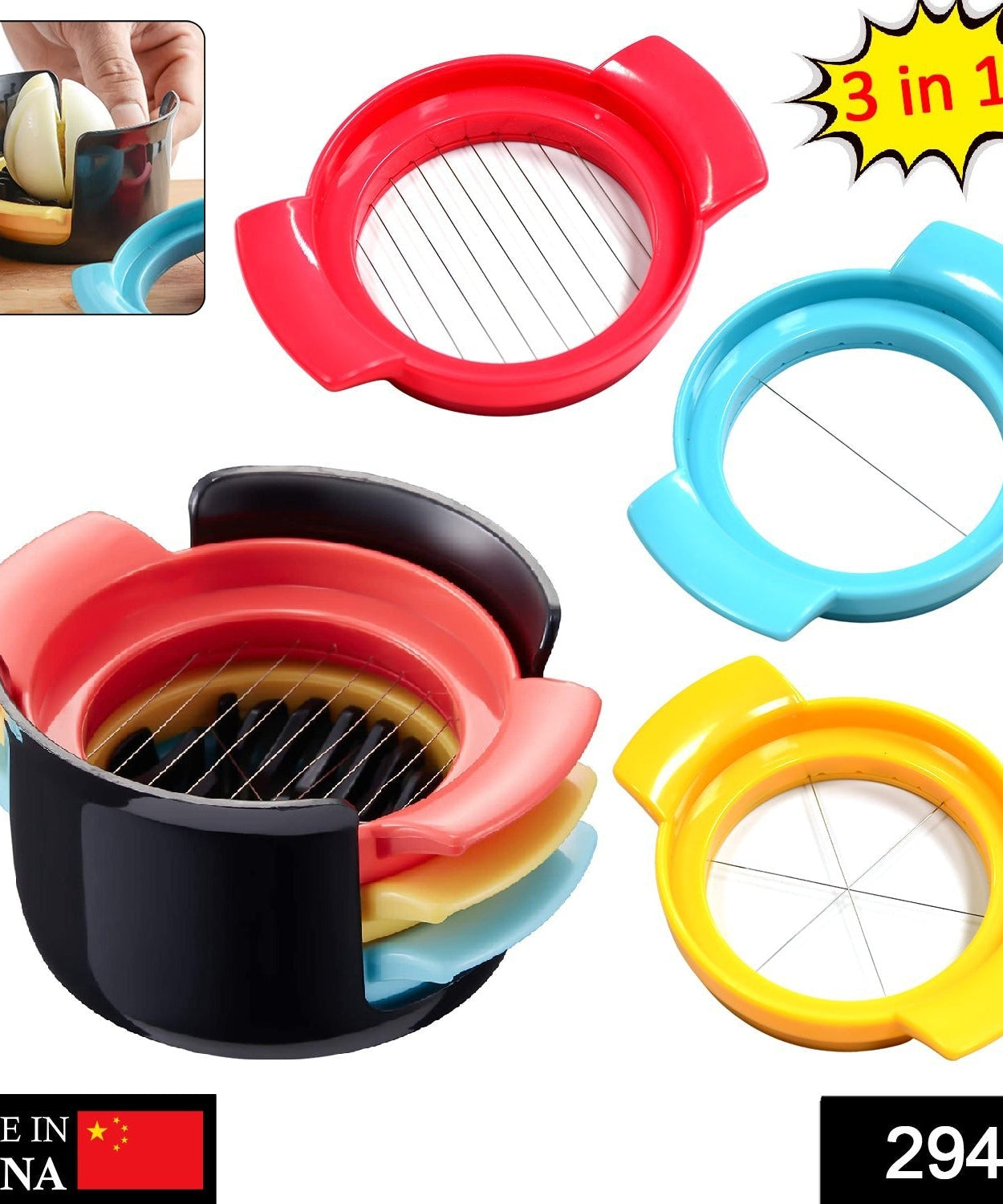 Multifunctional 3-in-1 Egg Cutter - Stainless Steel Slicing Tool with Durable Wires