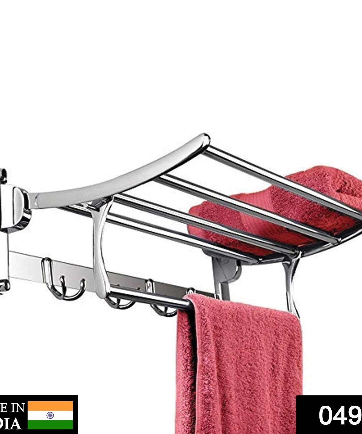 Durable 18-inch stainless steel towel rack with folding design and towel bar.